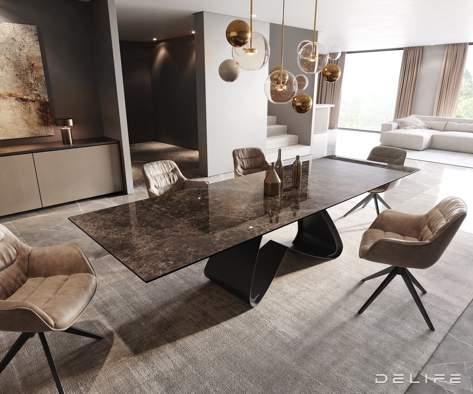 Jedilna miza Edge 200/300x100cm, Material: Keramika na steklu