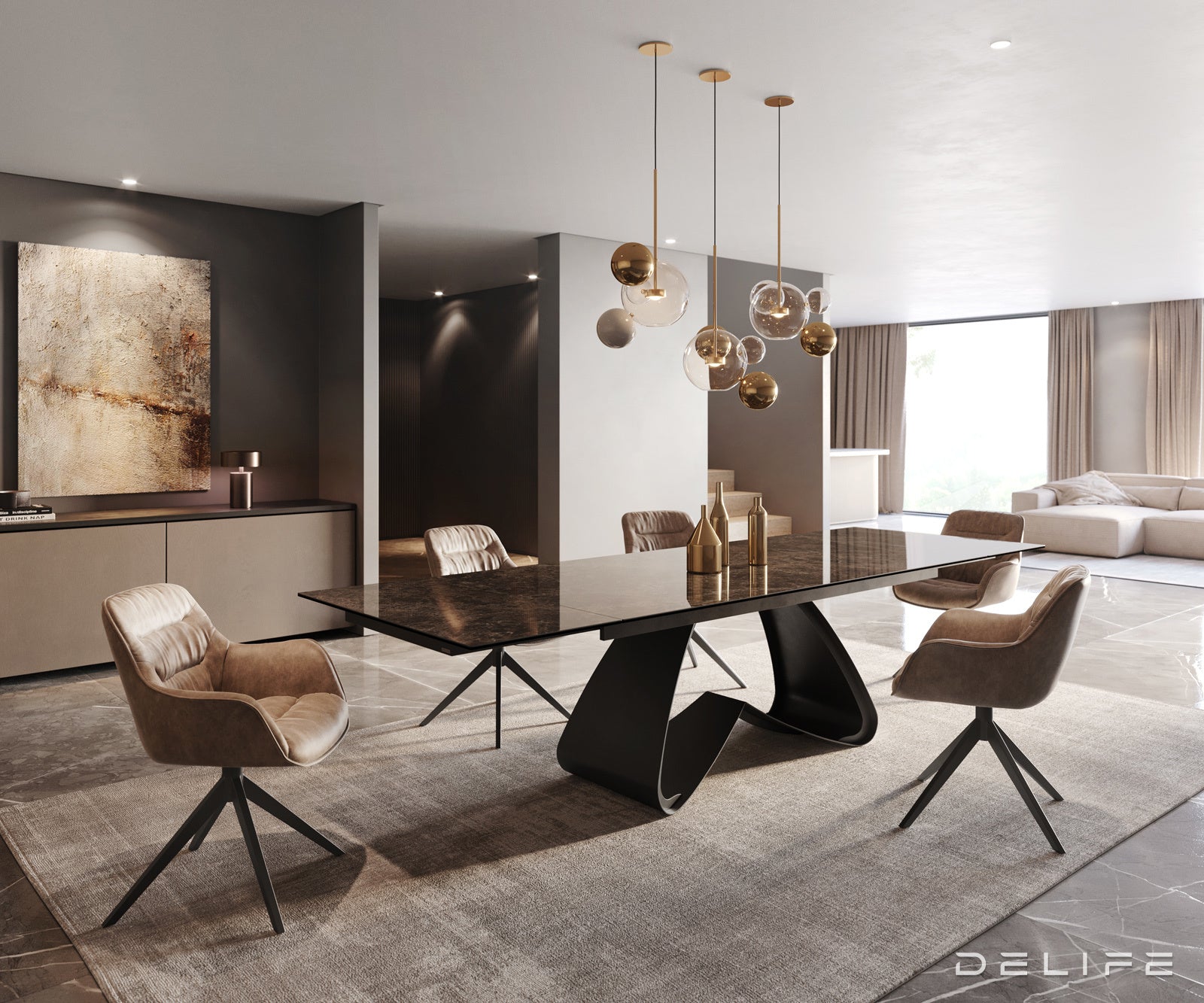 Jedilna miza Edge 200/300x100cm, Material: Keramika na steklu