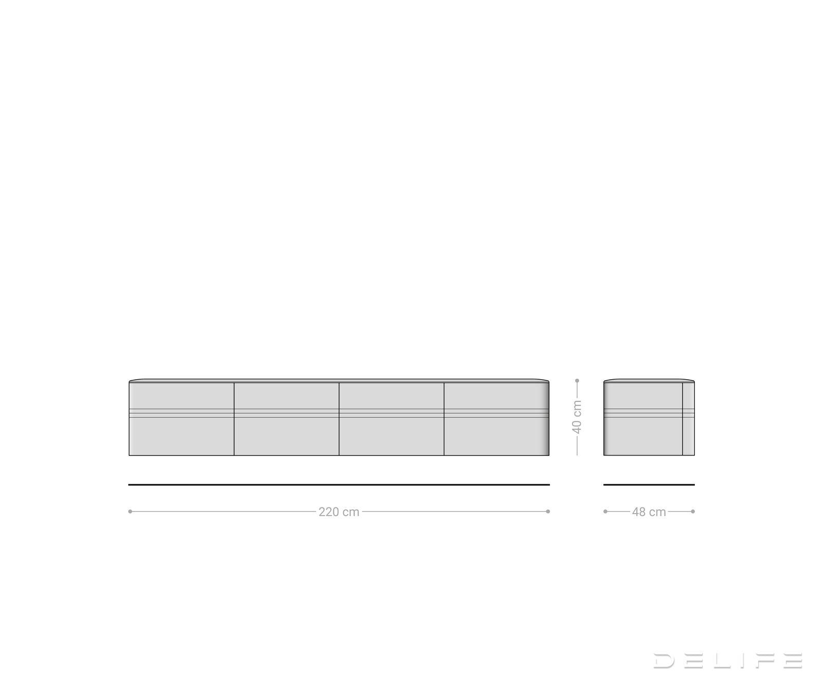 TV omarica Nagaru 220 cm, Material: akacija