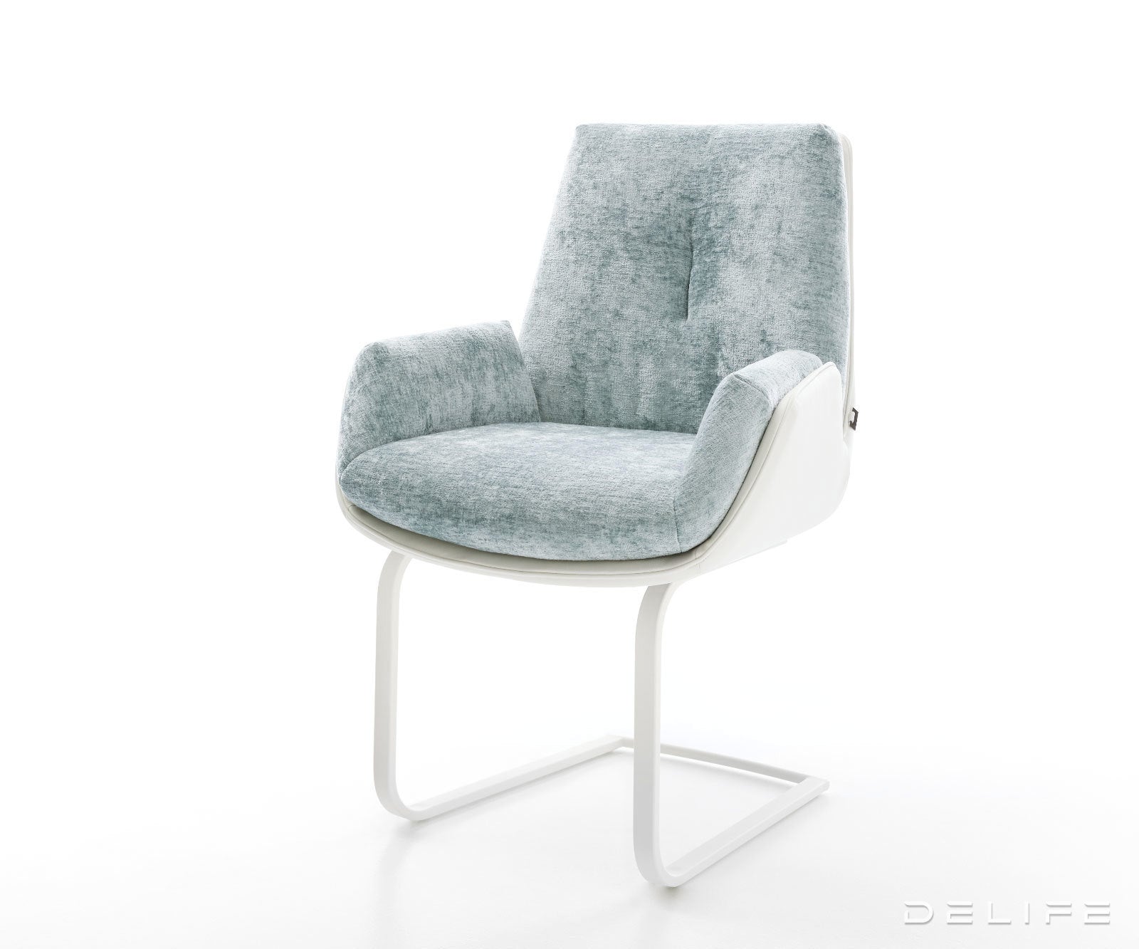 Jedilniški stol Clea, material: chenille/koža