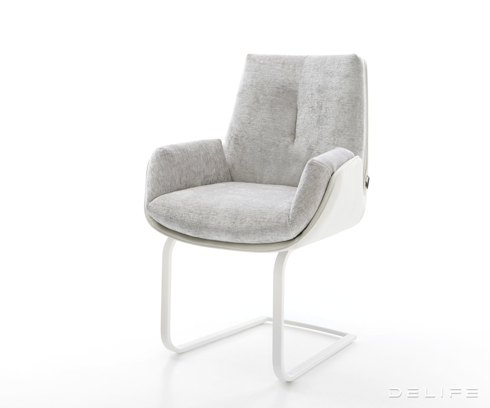 Jedilniški stol Clea, material: chenille/koža