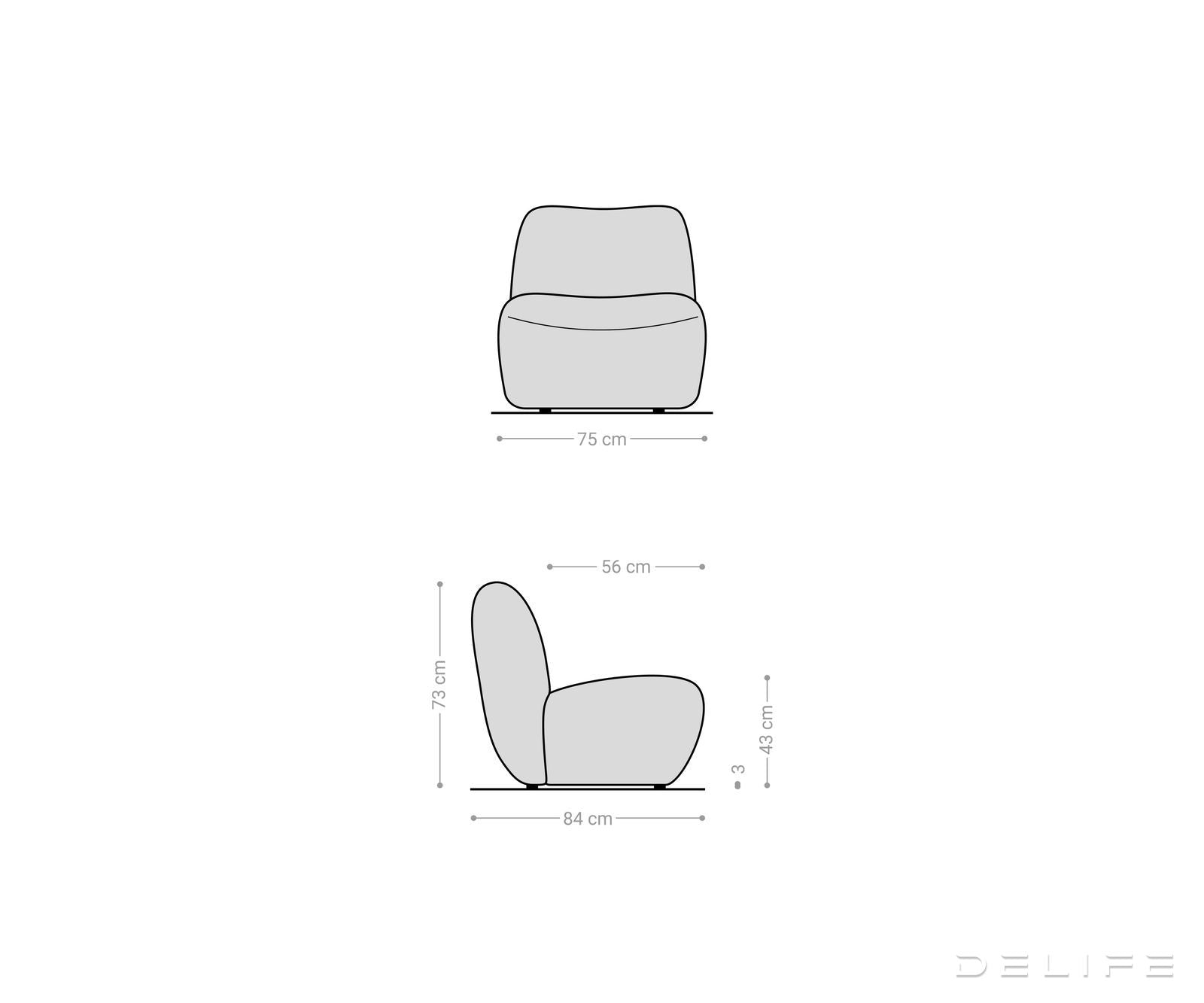 Fotelja Zena 75x84cm, Material: Mikrofibra