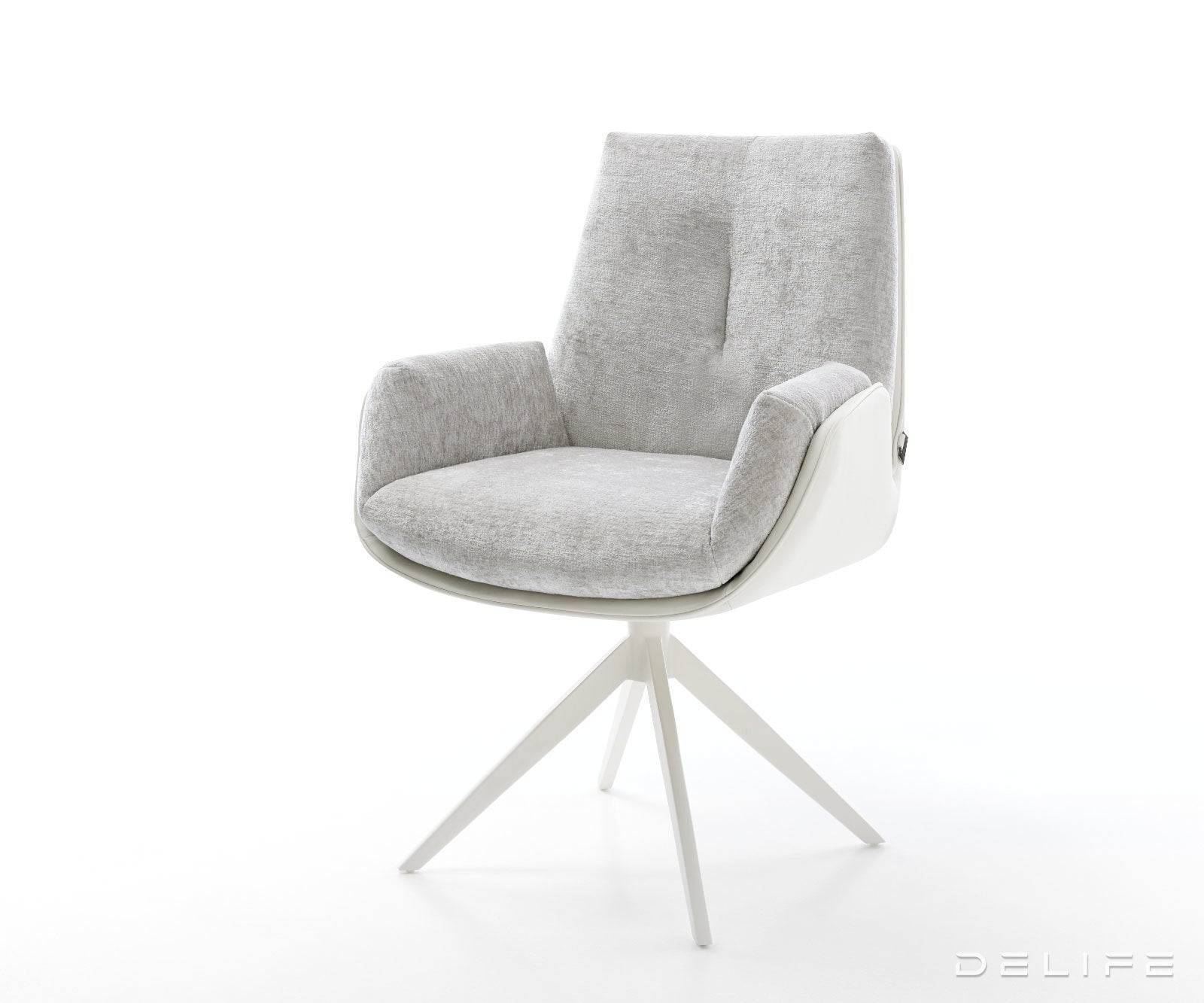 Jedilniški stol Clea, material: chenille/koža