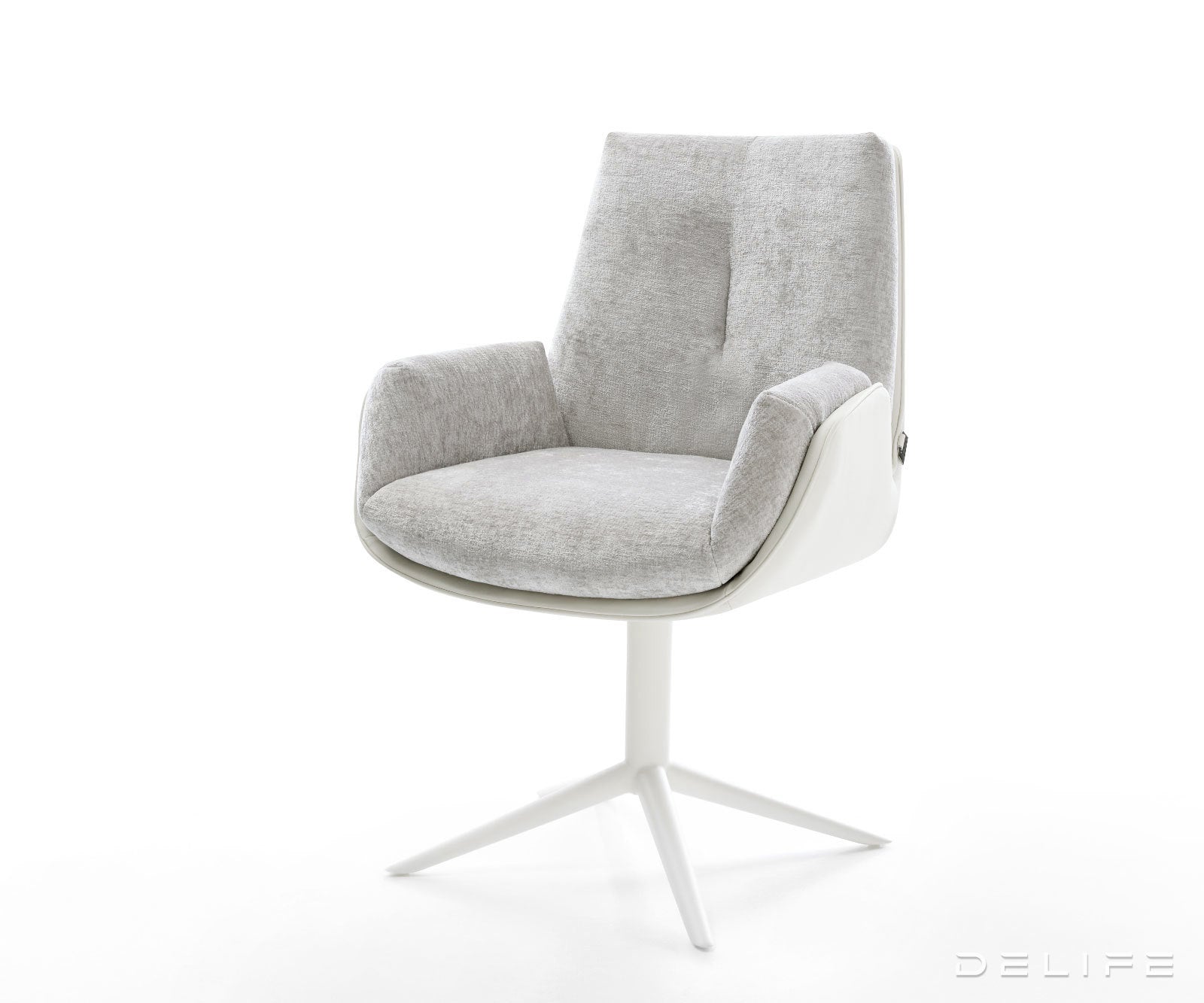 Jedilniški stol Clea, material: chenille/koža