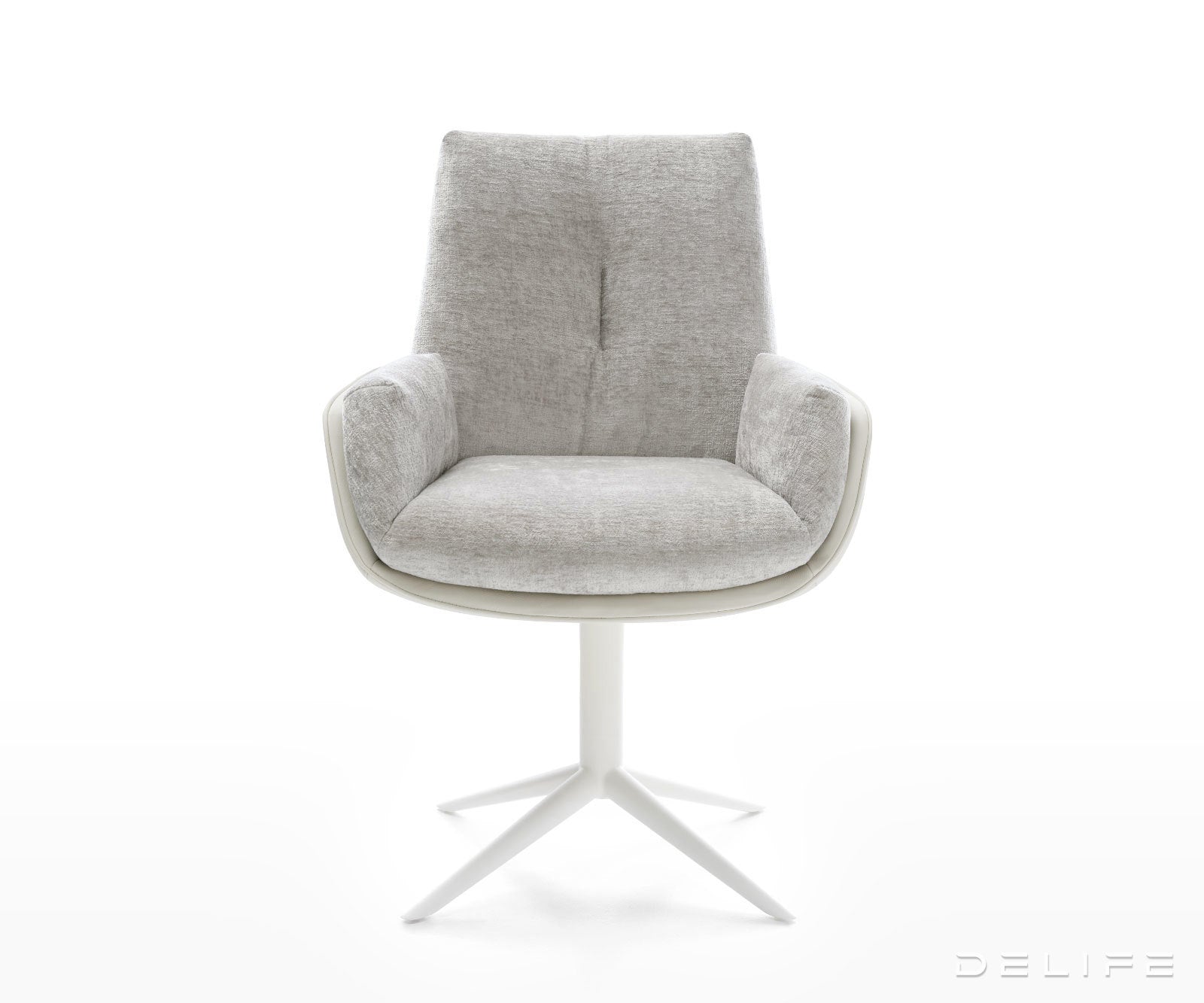 Jedilniški stol Clea, material: chenille/koža