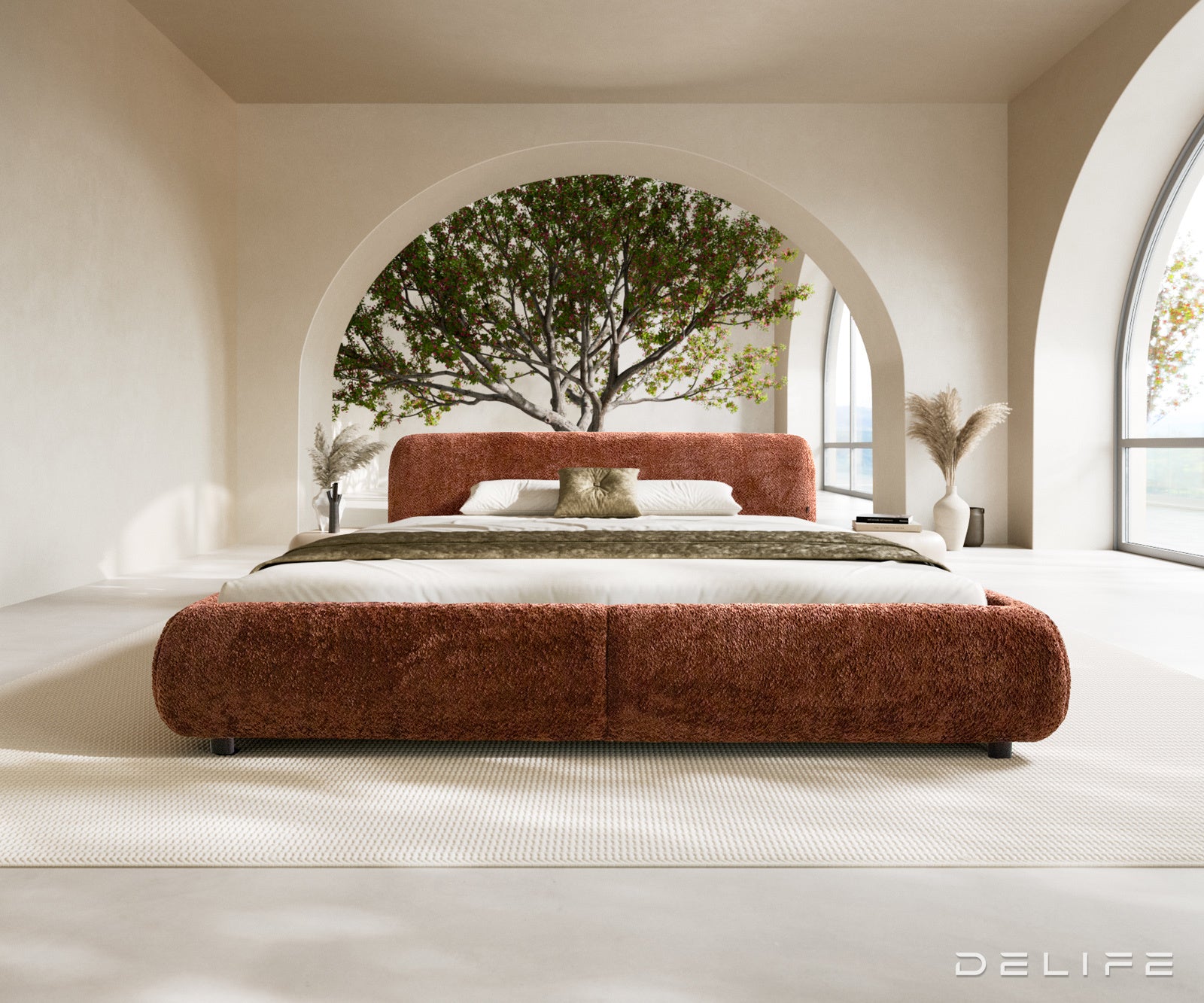 Posteljni okvir Shona, Material: Pliš