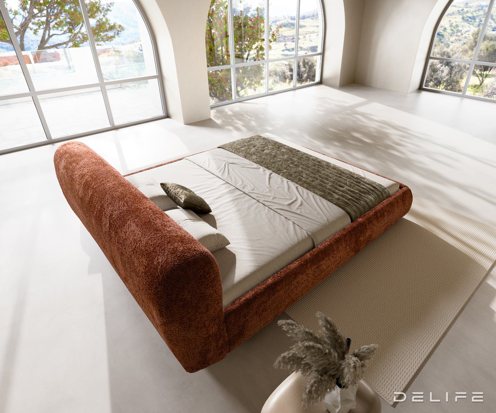 Posteljni okvir Shona, Material: Pliš