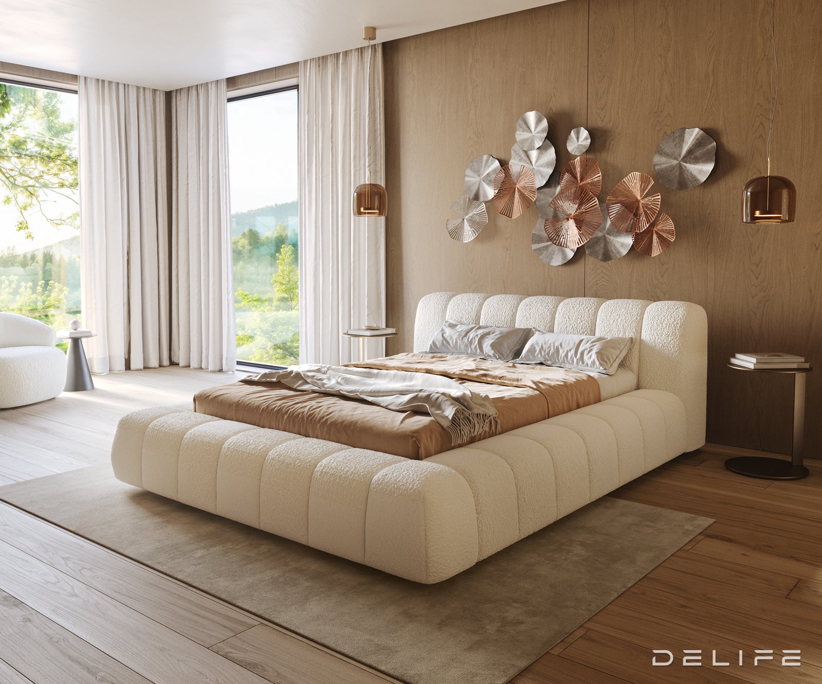 Posteljni okvir Cutio, Material: Boucle