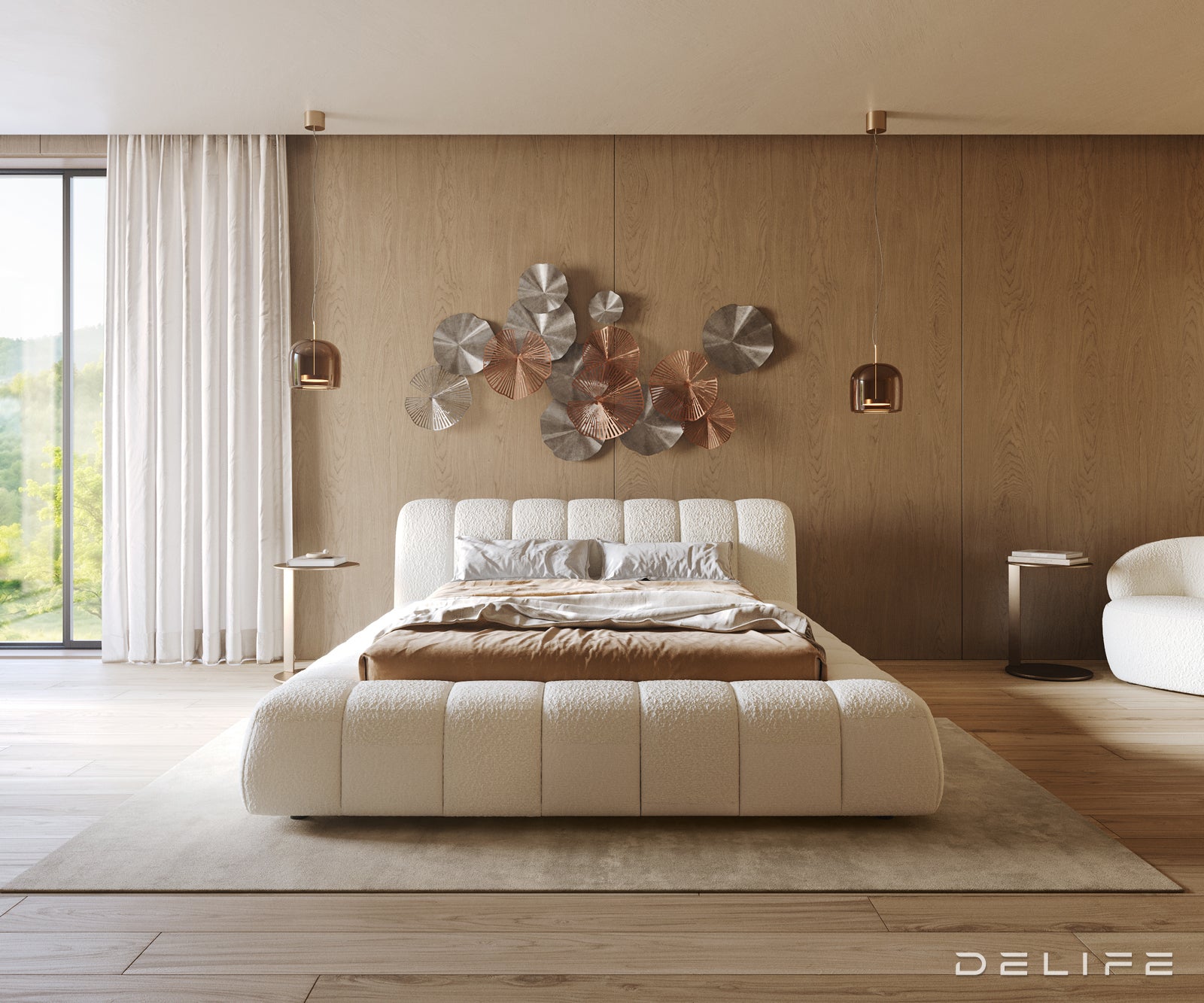 Posteljni okvir Cutio, Material: Boucle