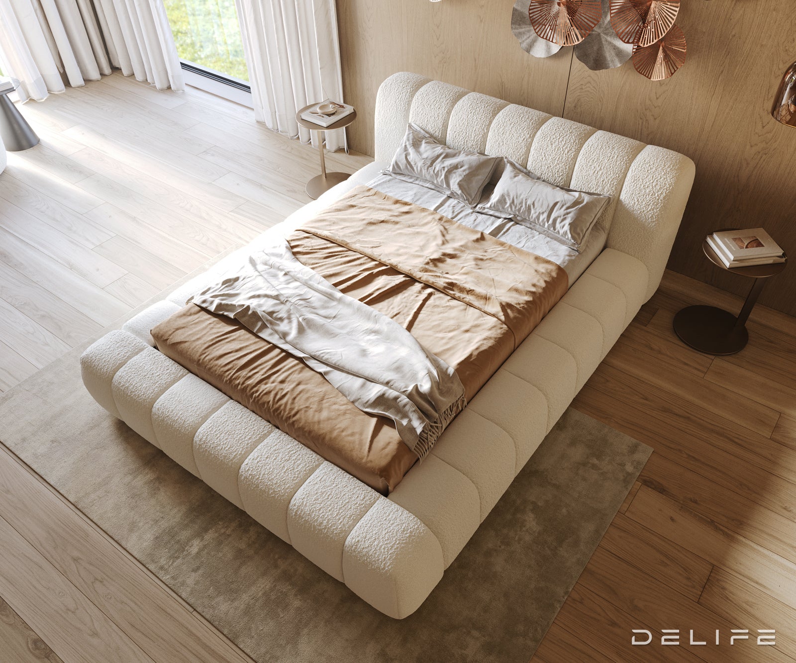 Posteljni okvir Cutio, Material: Boucle