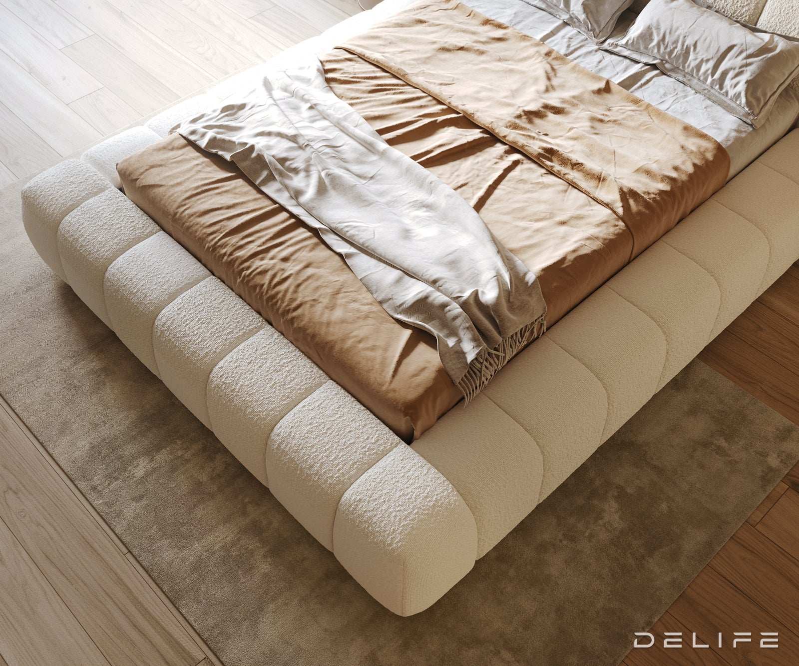 Posteljni okvir Cutio, Material: Boucle