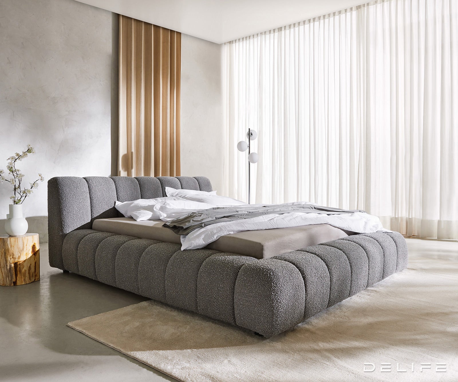 Posteljni okvir Cutio, Material: Boucle