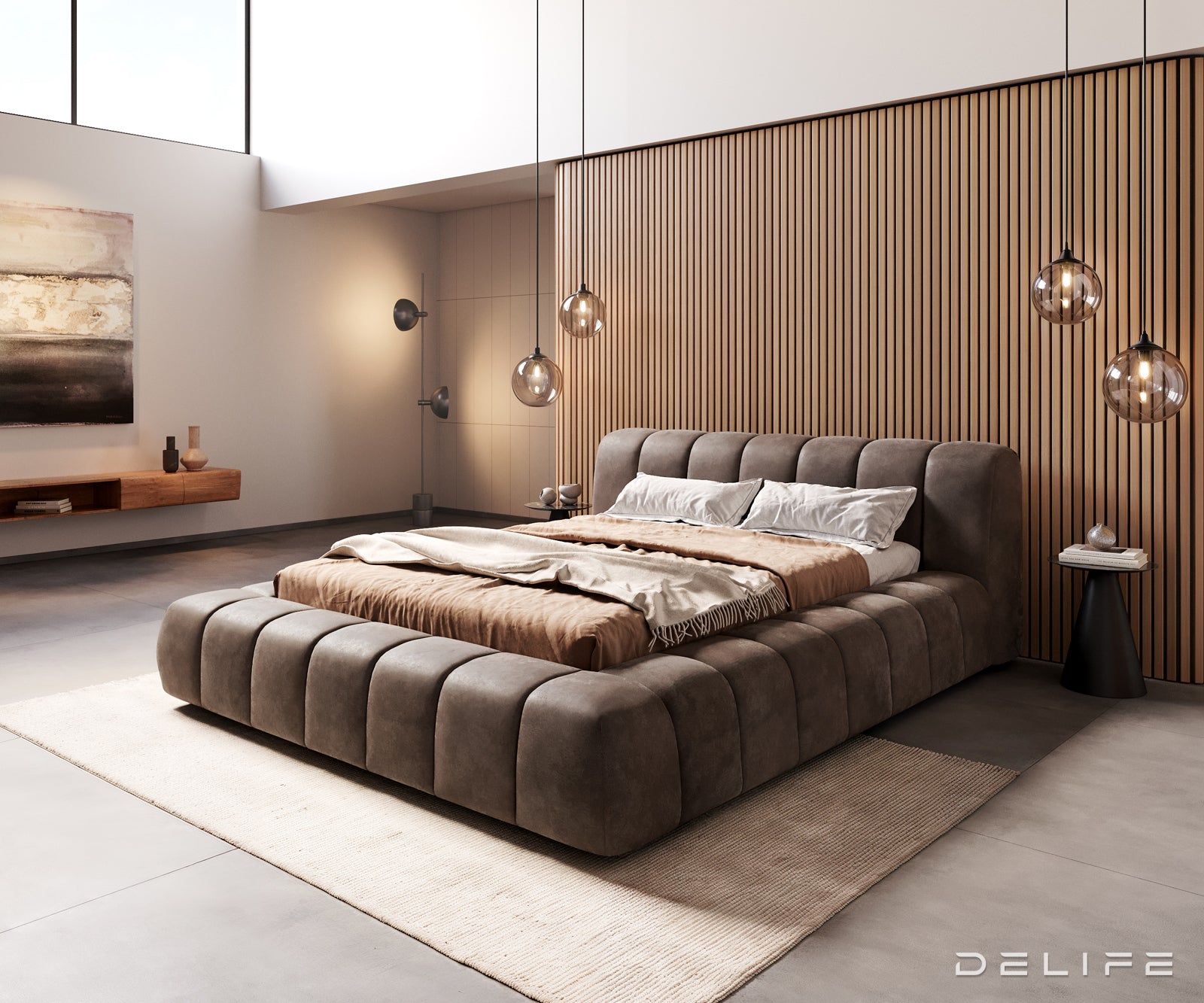 Posteljni okvir Cutio, material: mikrovlaken