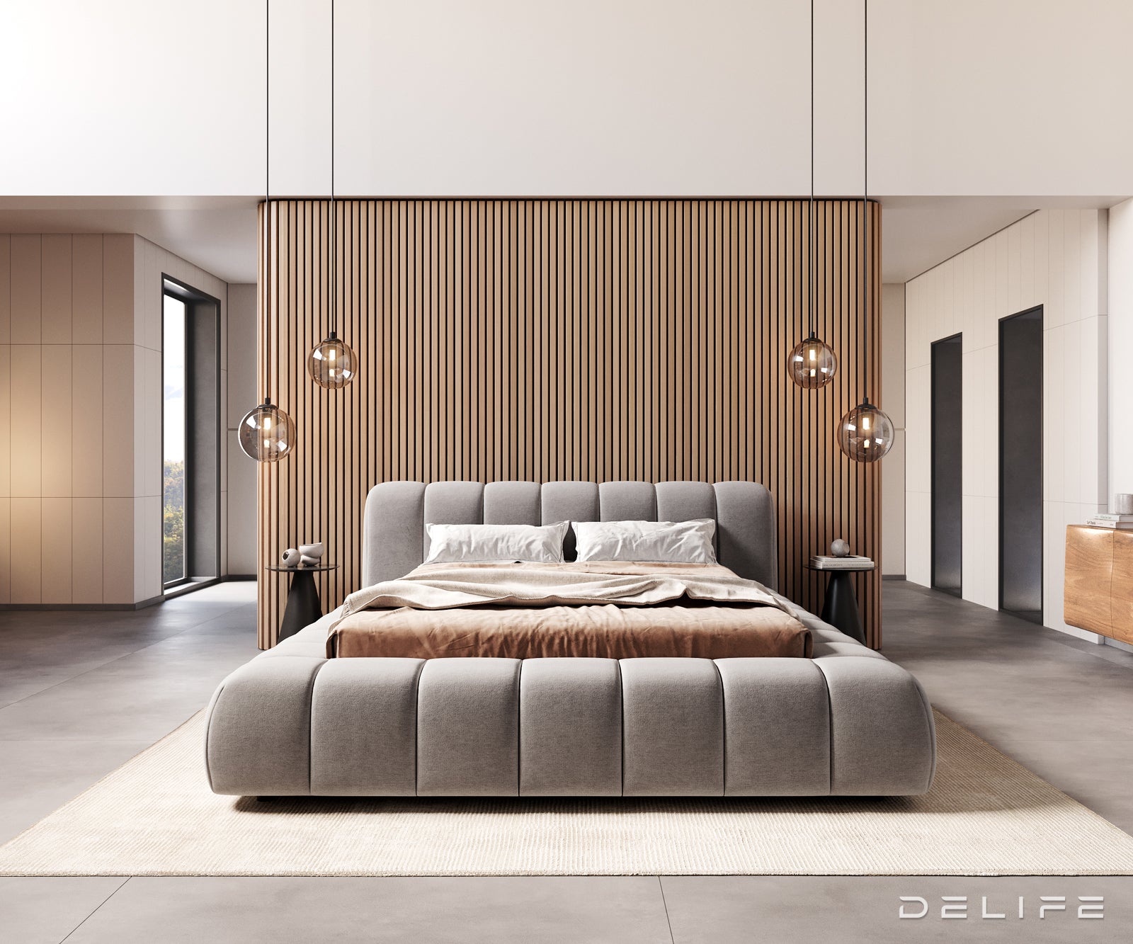 Posteljni okvir Cutio, material: mikrovlaken