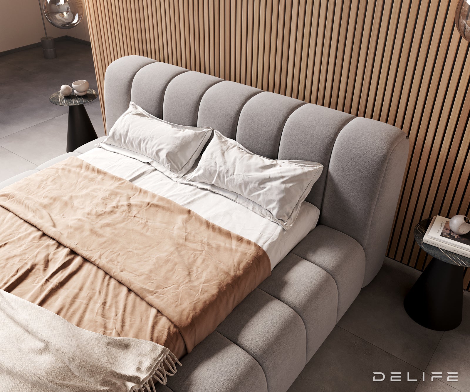 Posteljni okvir Cutio, material: mikrovlaken