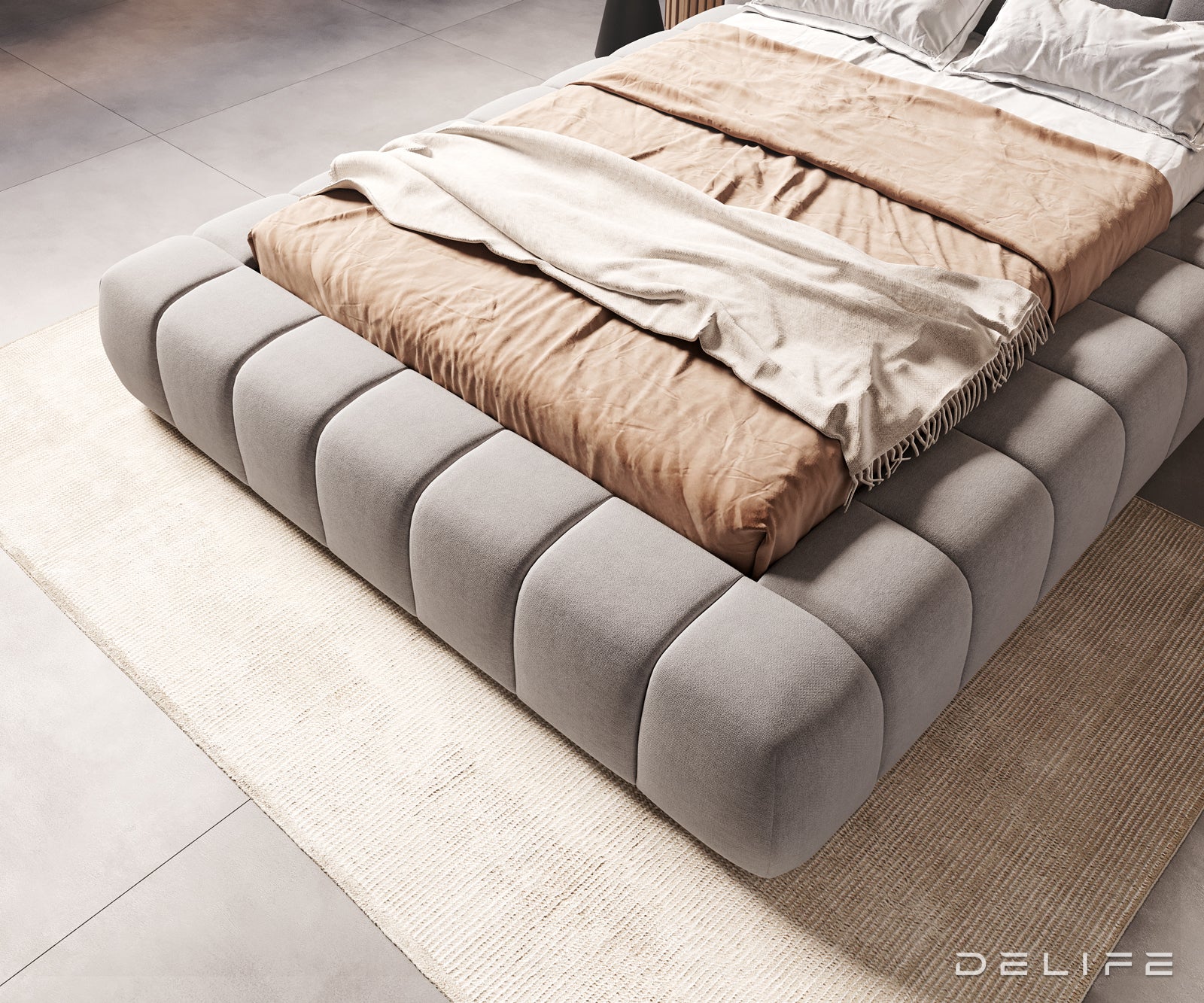 Posteljni okvir Cutio, material: mikrovlaken