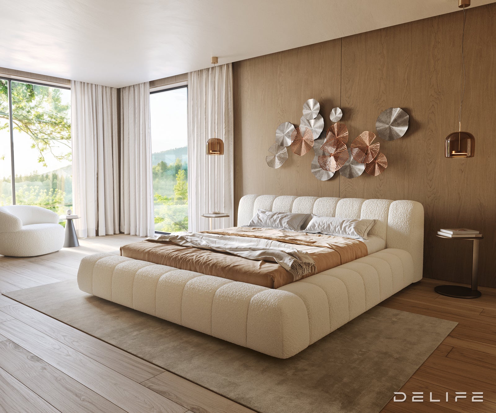 Posteljni okvir Cutio, Material: Boucle