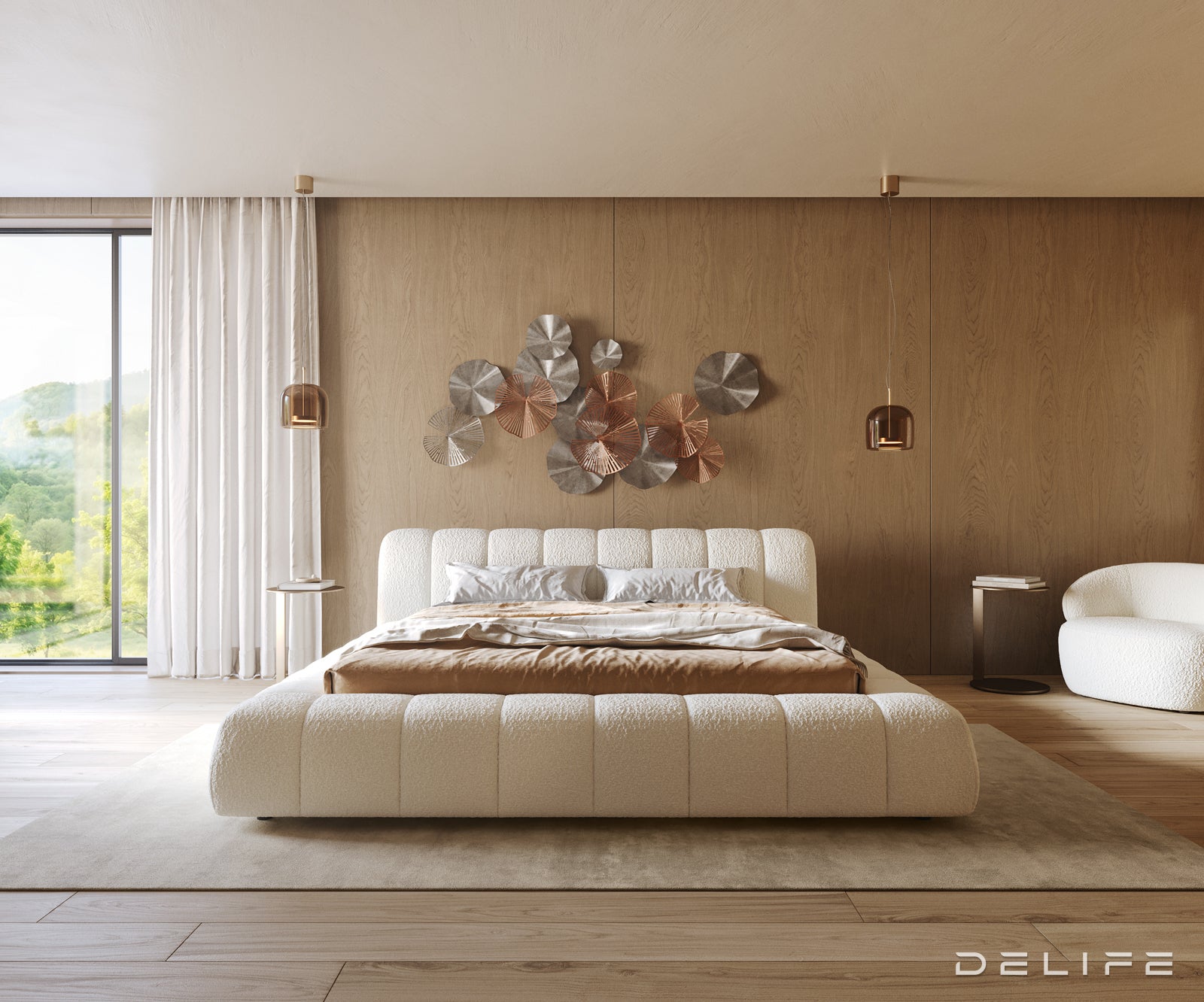 Posteljni okvir Cutio, Material: Boucle