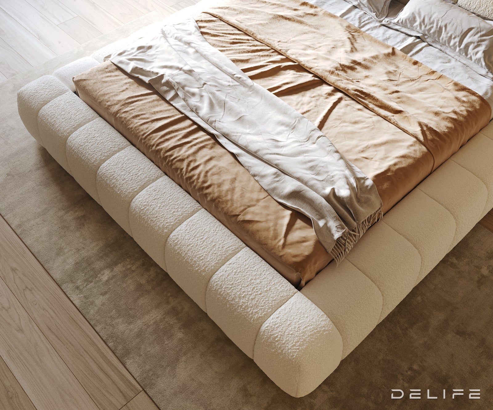 Posteljni okvir Cutio, Material: Boucle