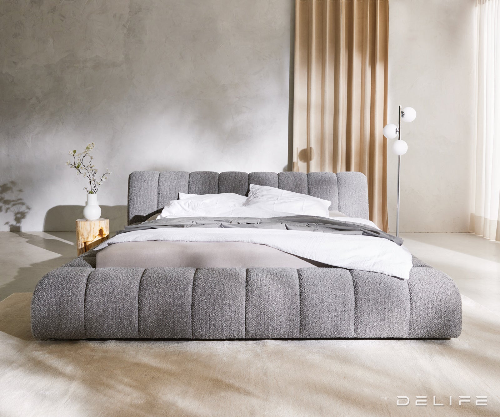 Posteljni okvir Cutio, Material: Boucle