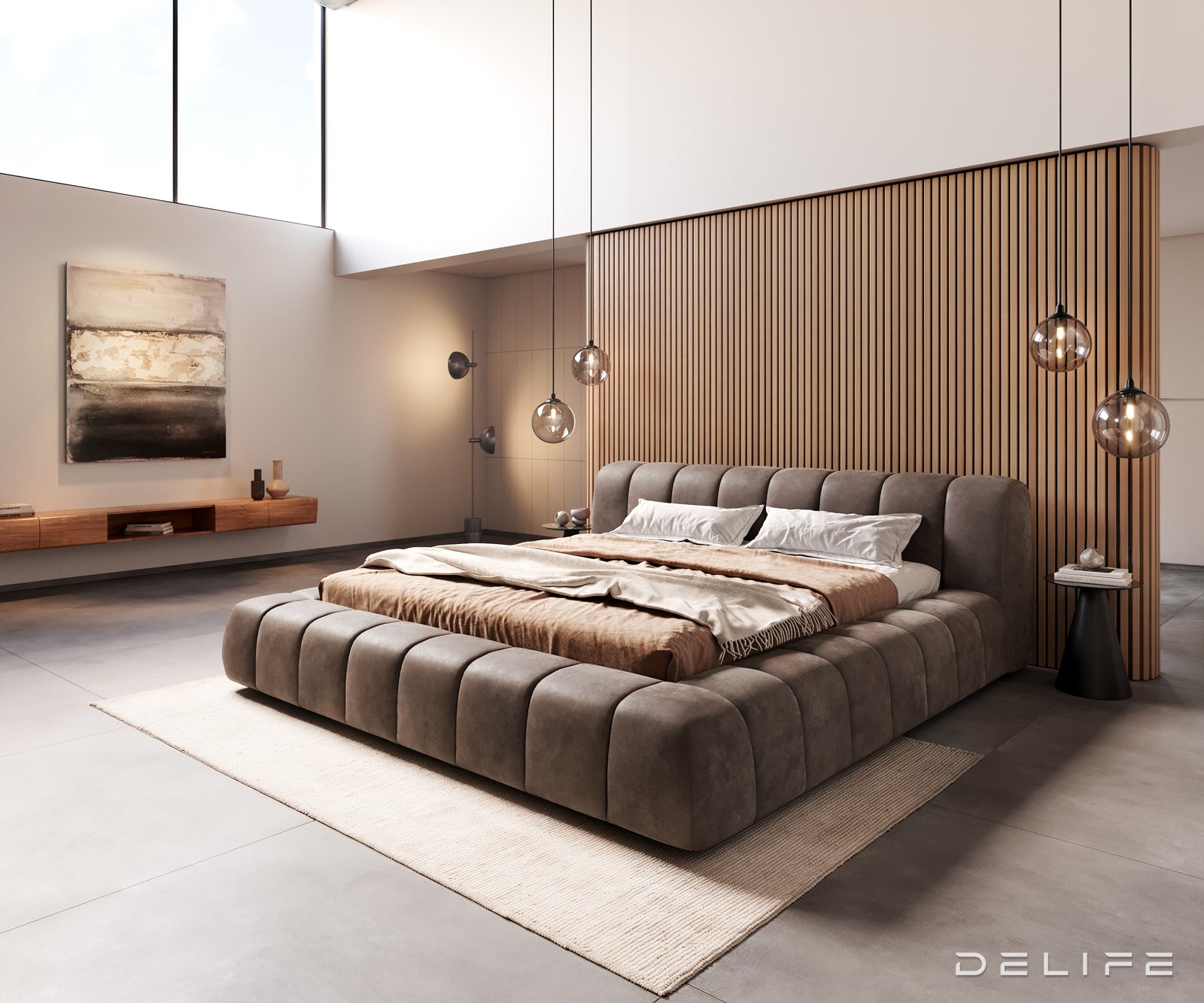 Posteljni okvir Cutio, material: mikrovlaken