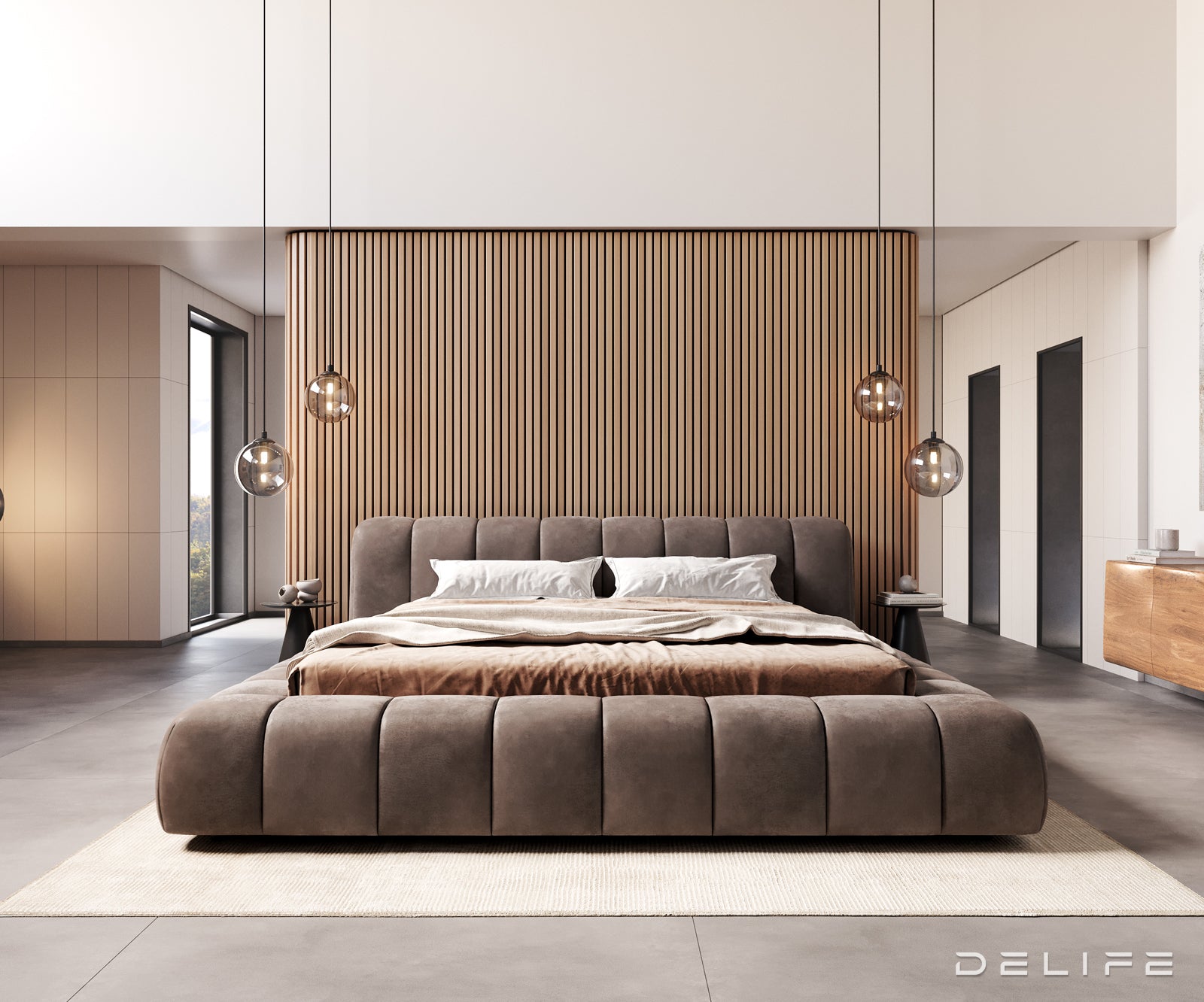 Posteljni okvir Cutio, material: mikrovlaken