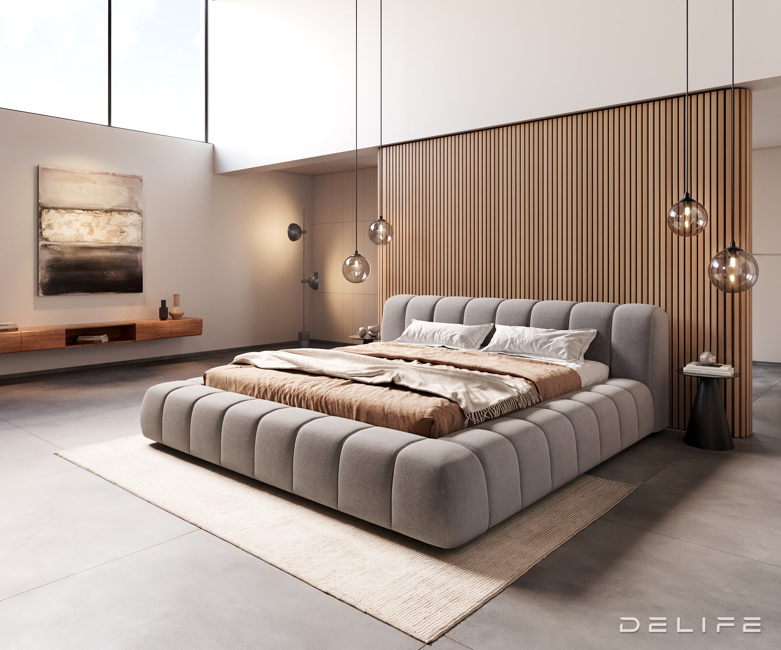 Posteljni okvir Cutio, material: mikrovlaken