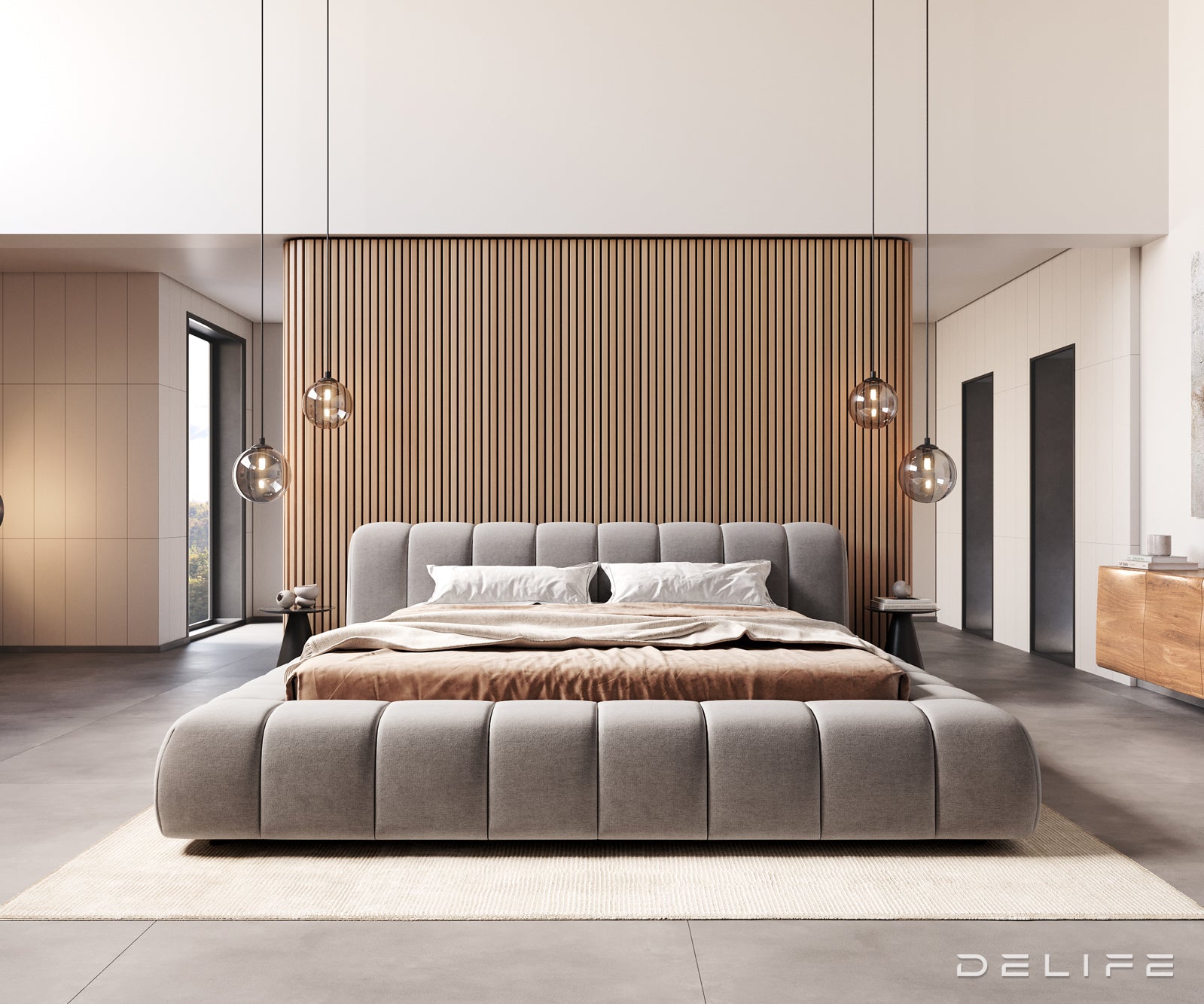 Posteljni okvir Cutio, material: mikrovlaken