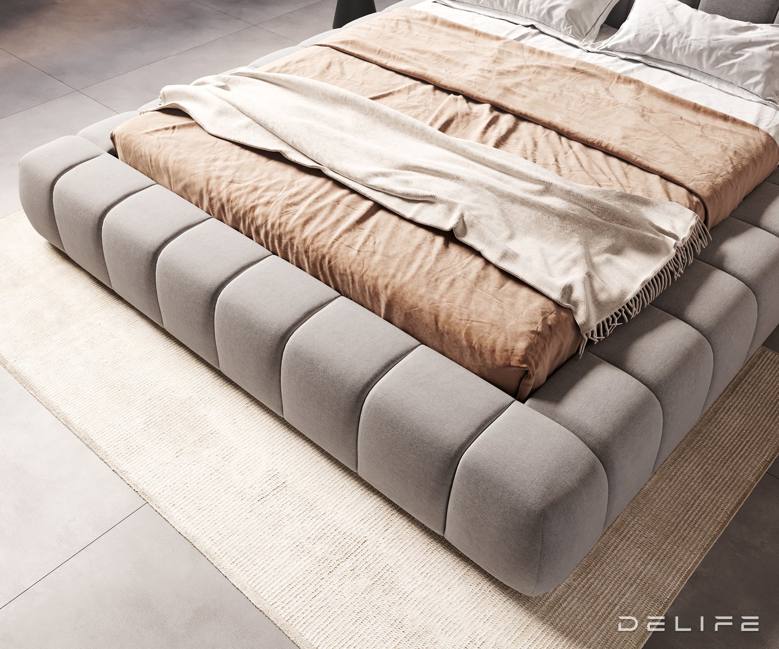 Posteljni okvir Cutio, material: mikrovlaken