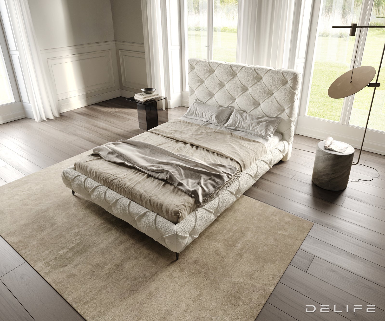 Posteljni okvir Nayara, material: Bukle