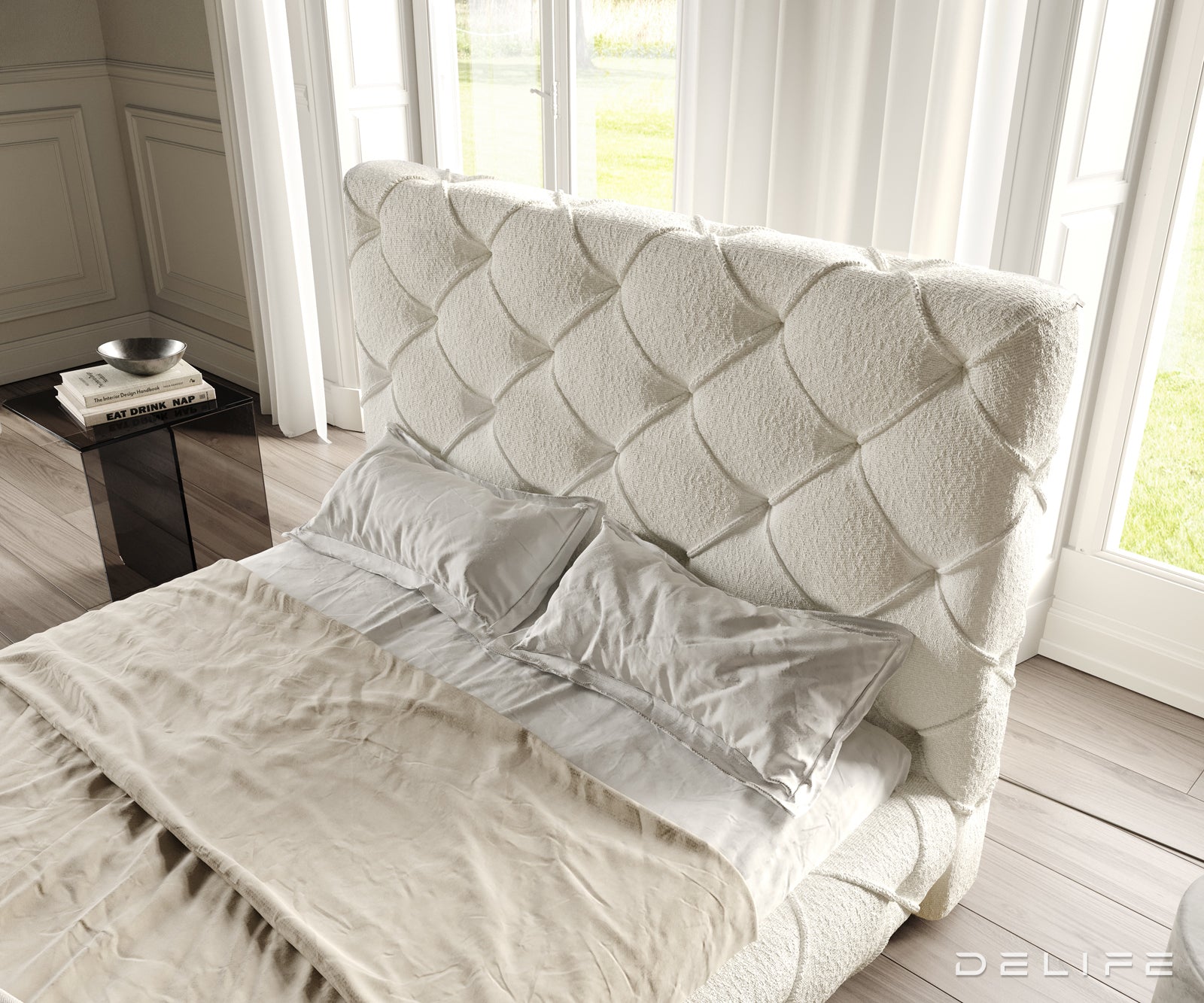 Posteljni okvir Nayara, material: Bukle