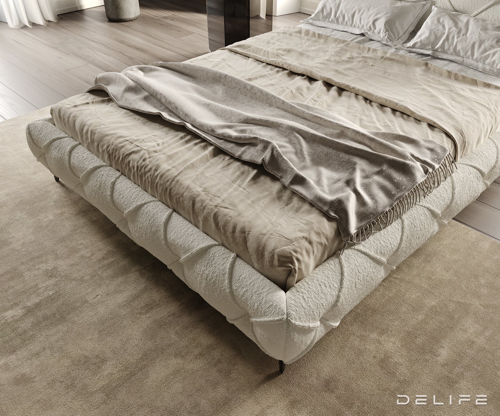 Posteljni okvir Nayara, material: Bukle