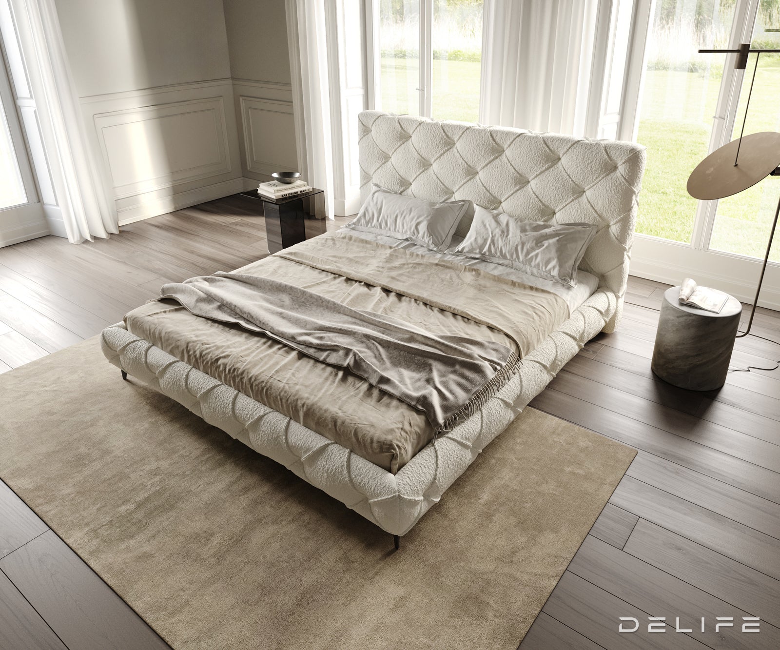 Posteljni okvir Nayara, material: Bukle