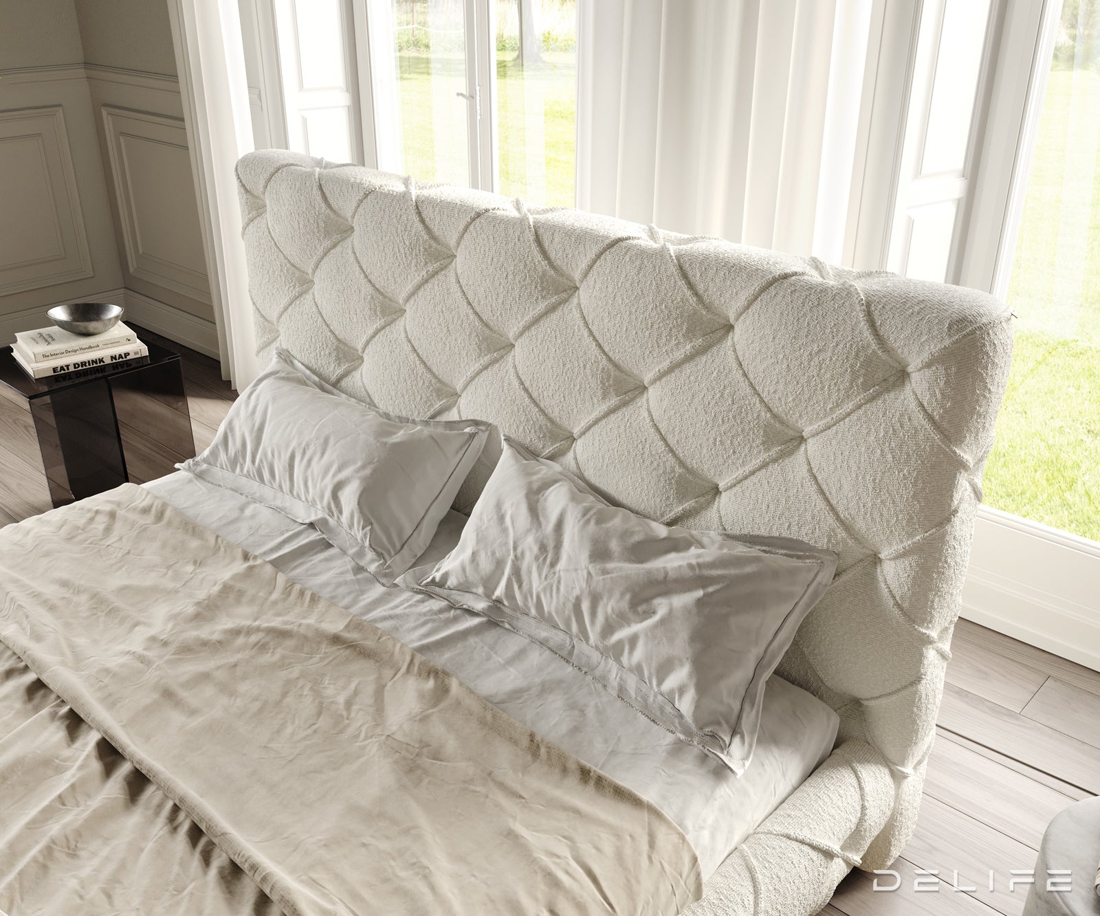 Posteljni okvir Nayara, material: Bukle