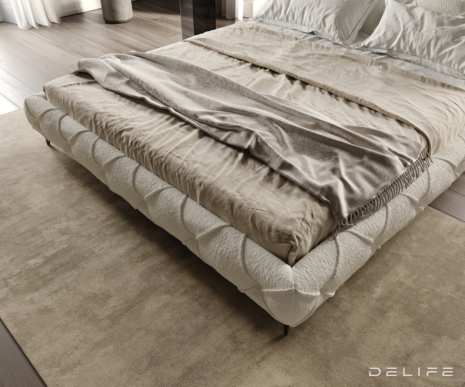 Posteljni okvir Nayara, material: Bukle