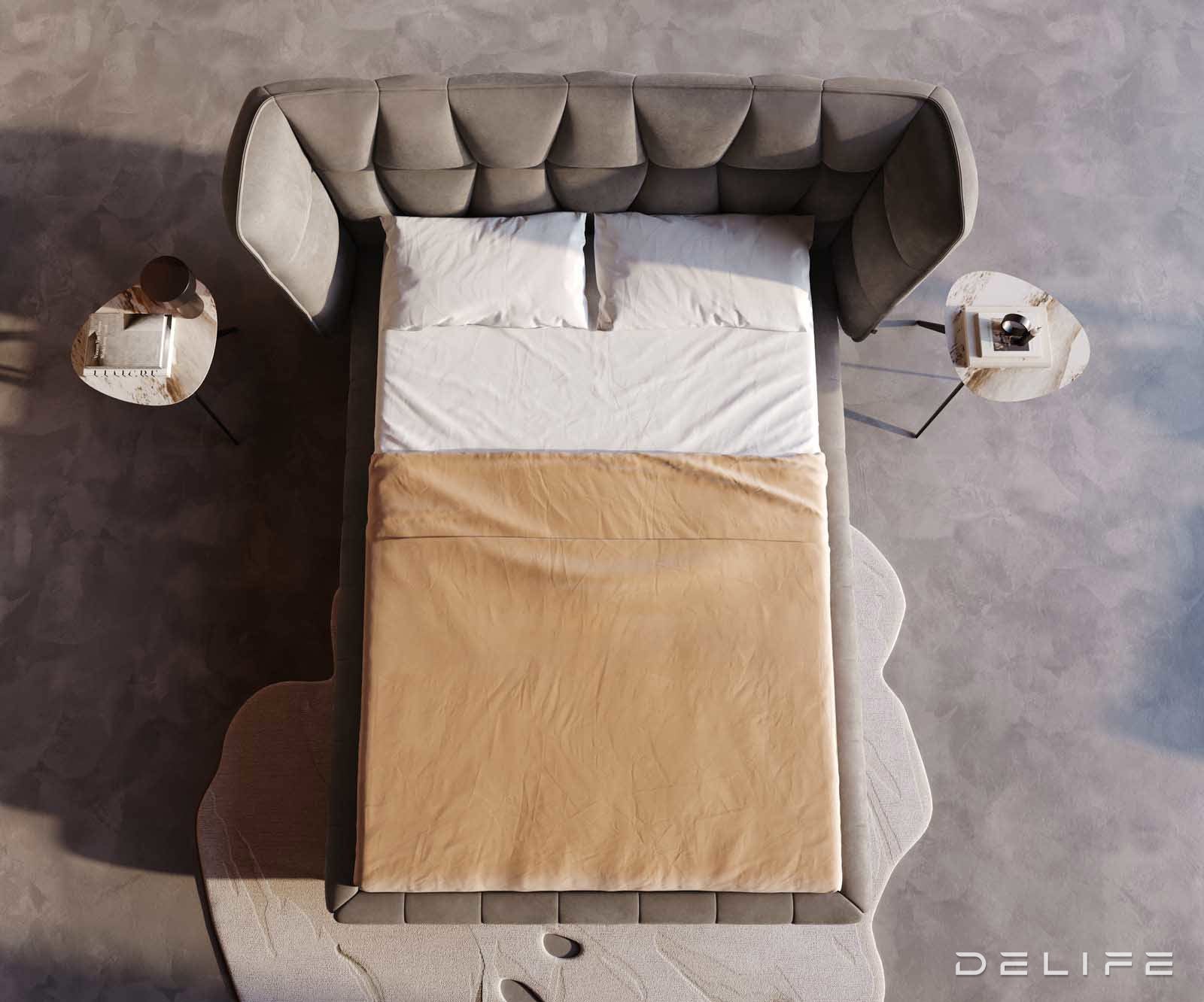 Posteljni okvir Capujo, material: mikrofibra