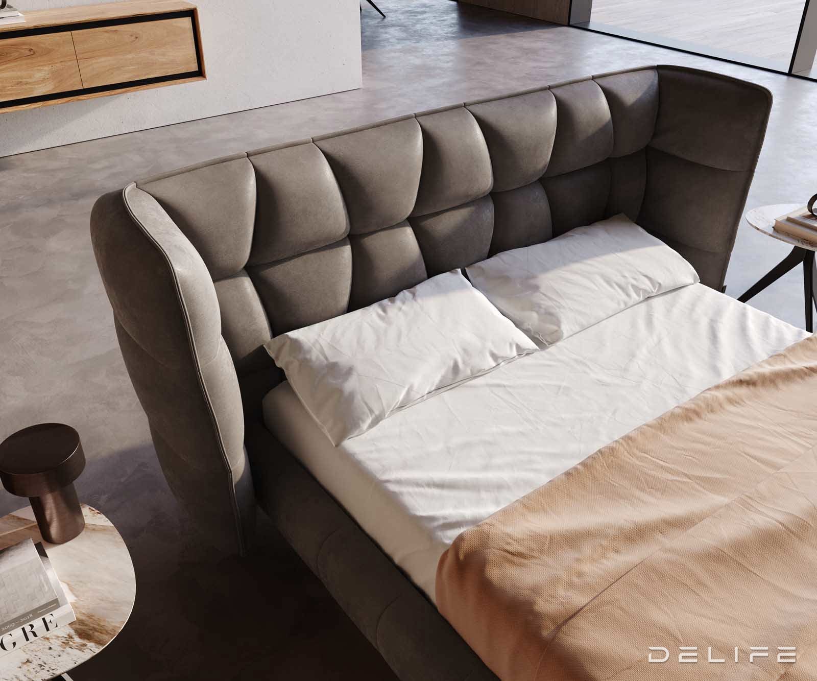 Posteljni okvir Capujo, material: mikrofibra