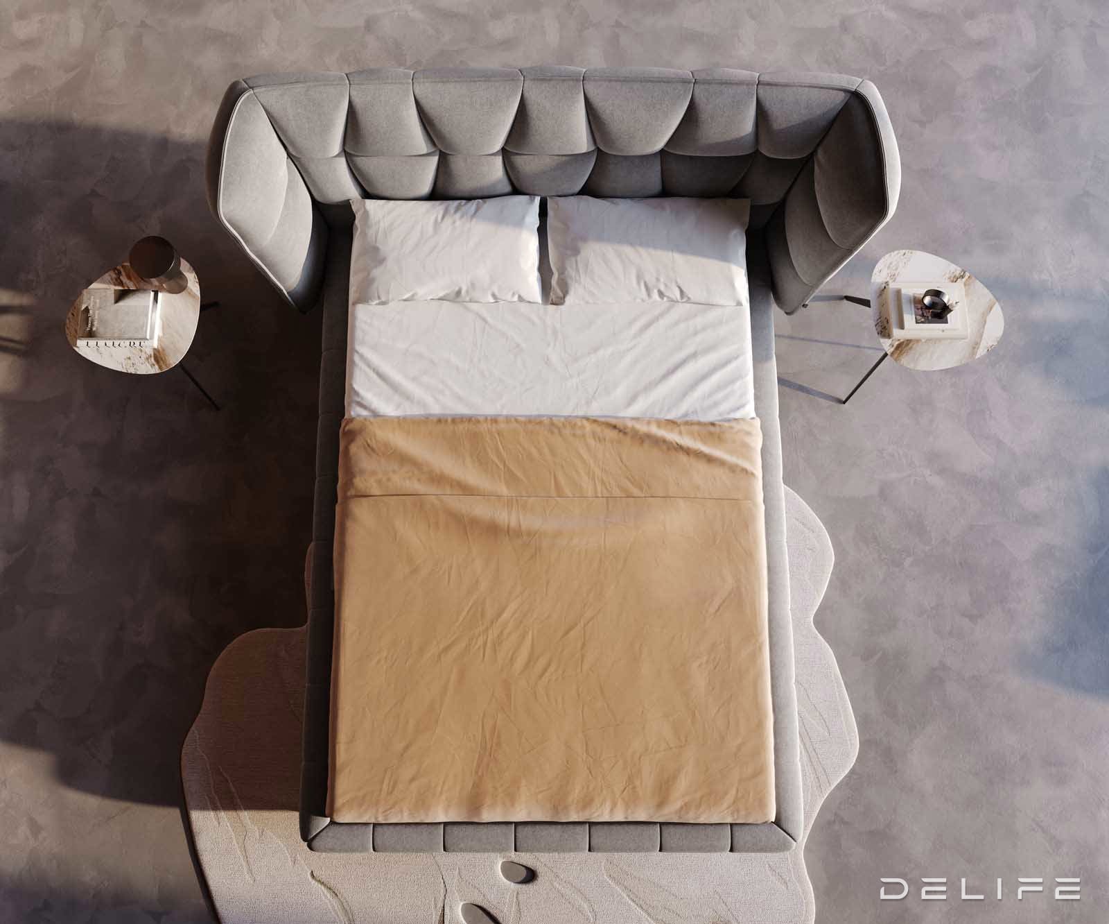 Posteljni okvir Capujo, material: mikrofibra