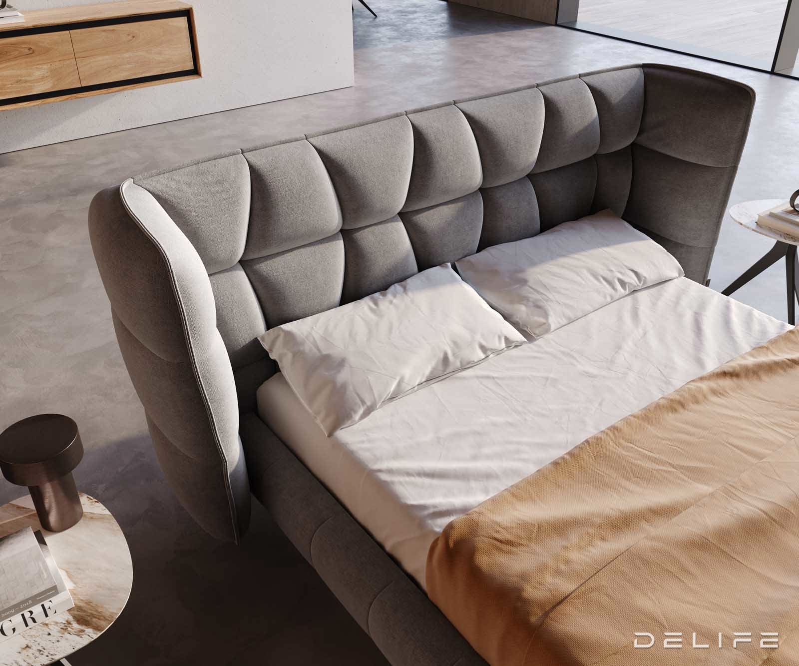 Posteljni okvir Capujo, material: mikrofibra