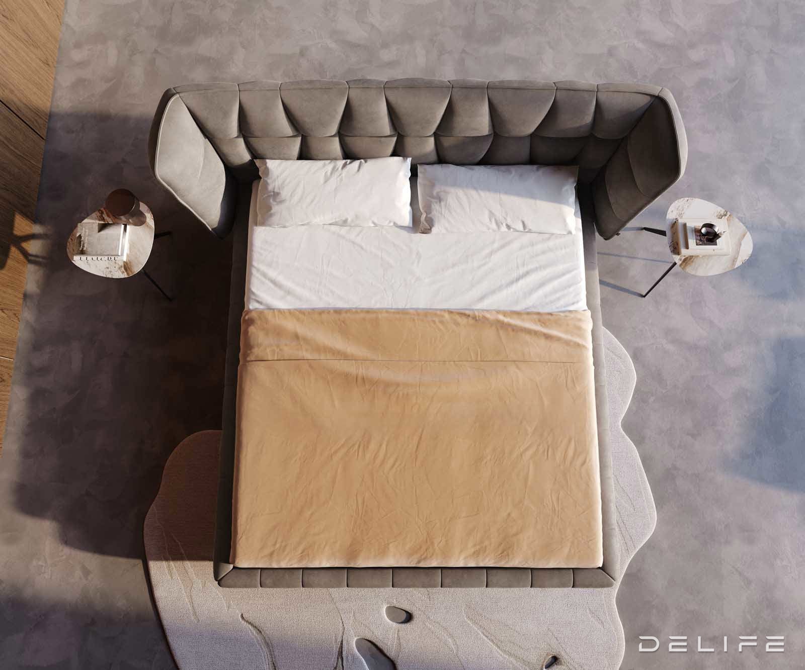 Posteljni okvir Capujo, material: mikrofibra