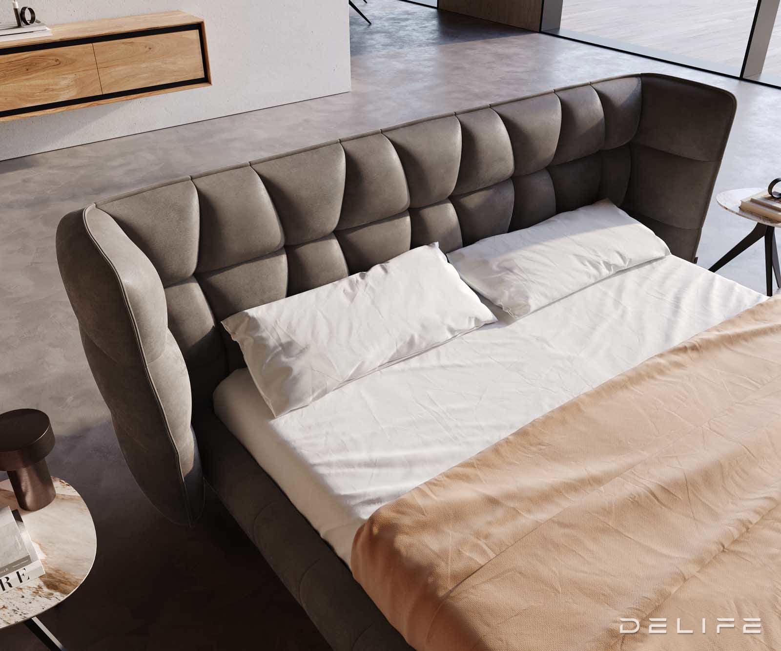 Posteljni okvir Capujo, material: mikrofibra