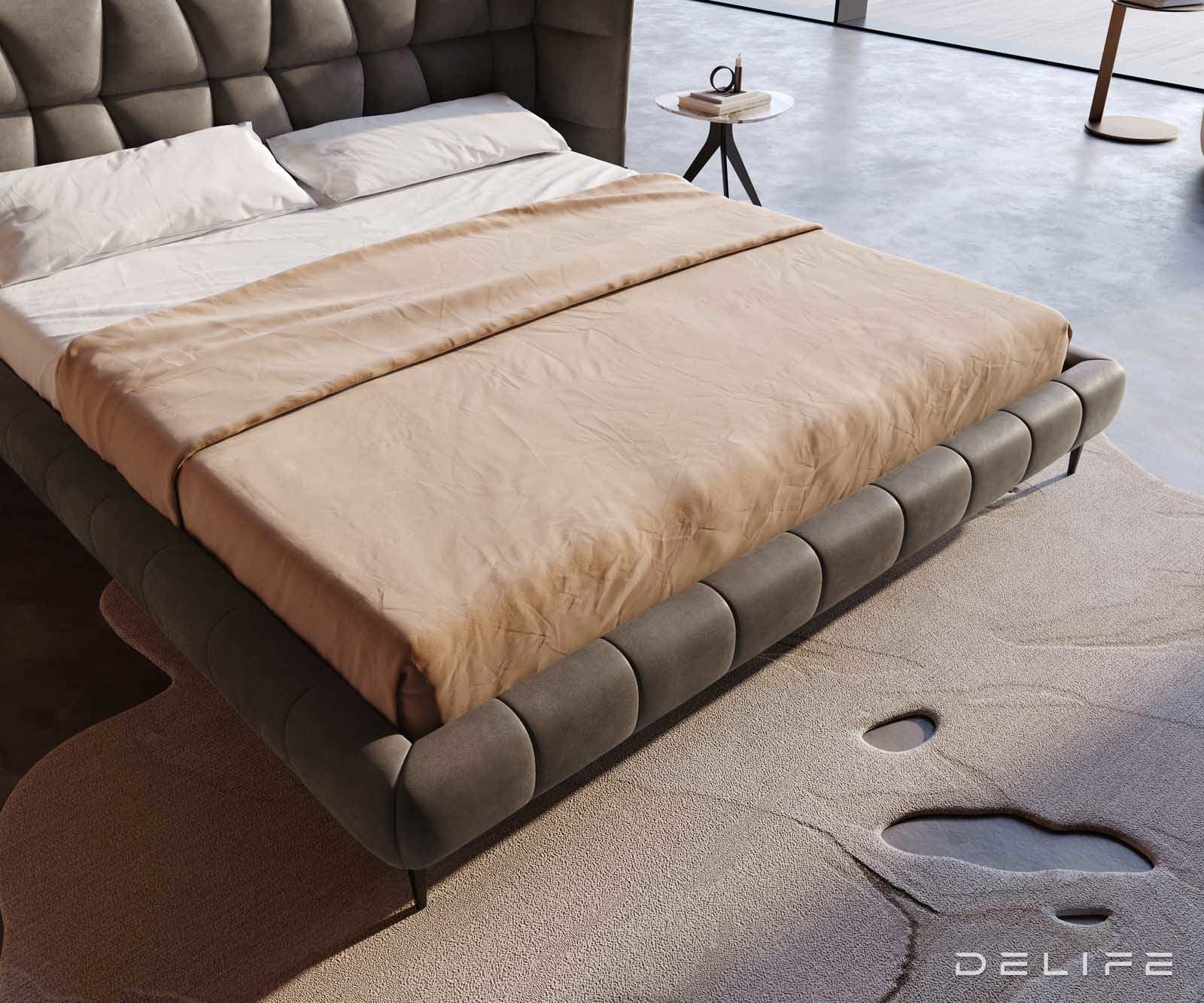 Posteljni okvir Capujo, material: mikrofibra