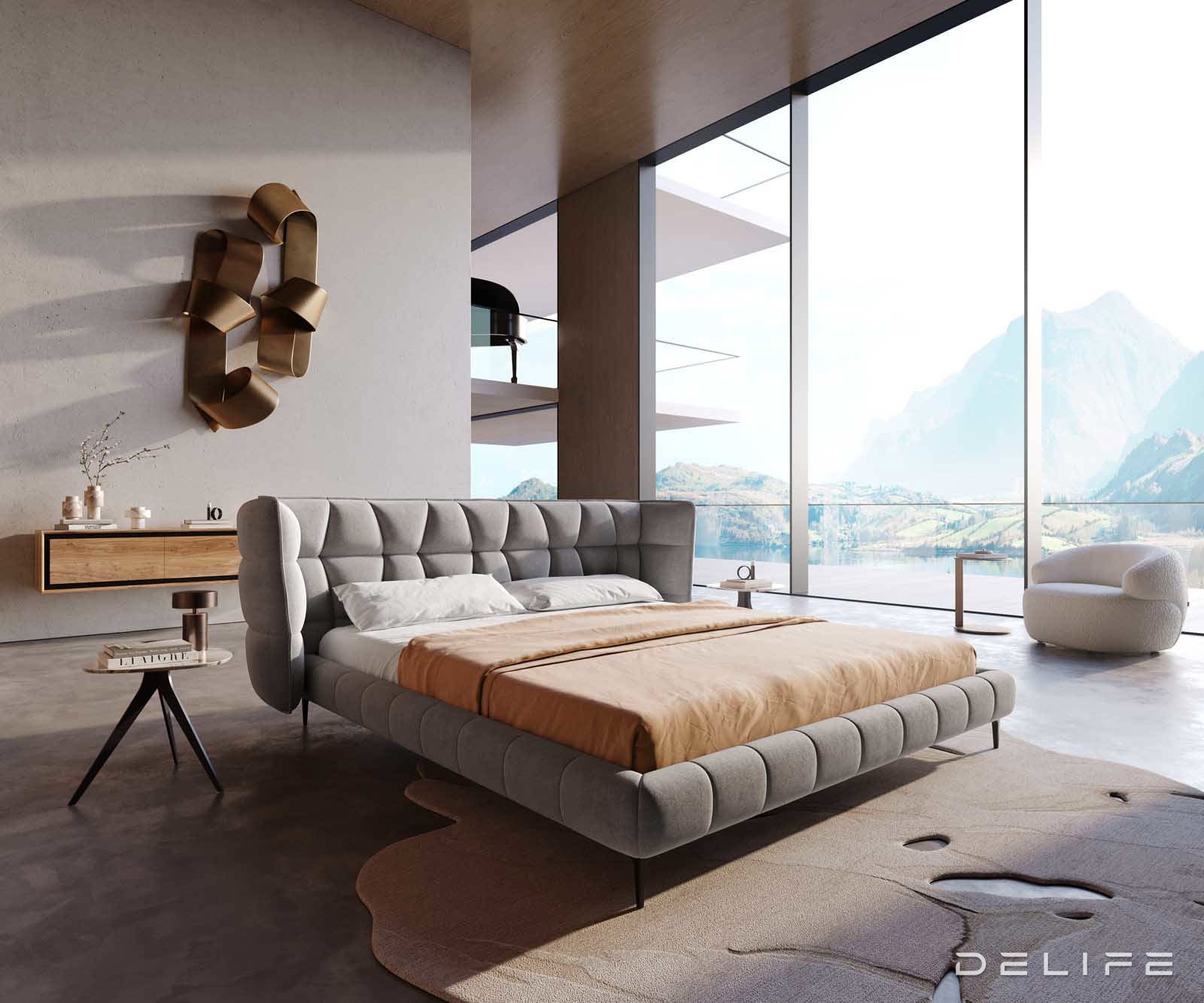 Posteljni okvir Capujo, material: mikrofibra