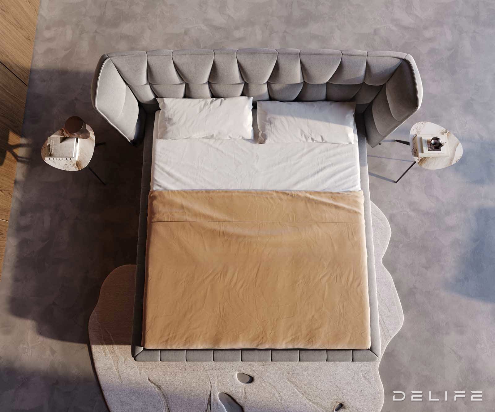 Posteljni okvir Capujo, material: mikrofibra