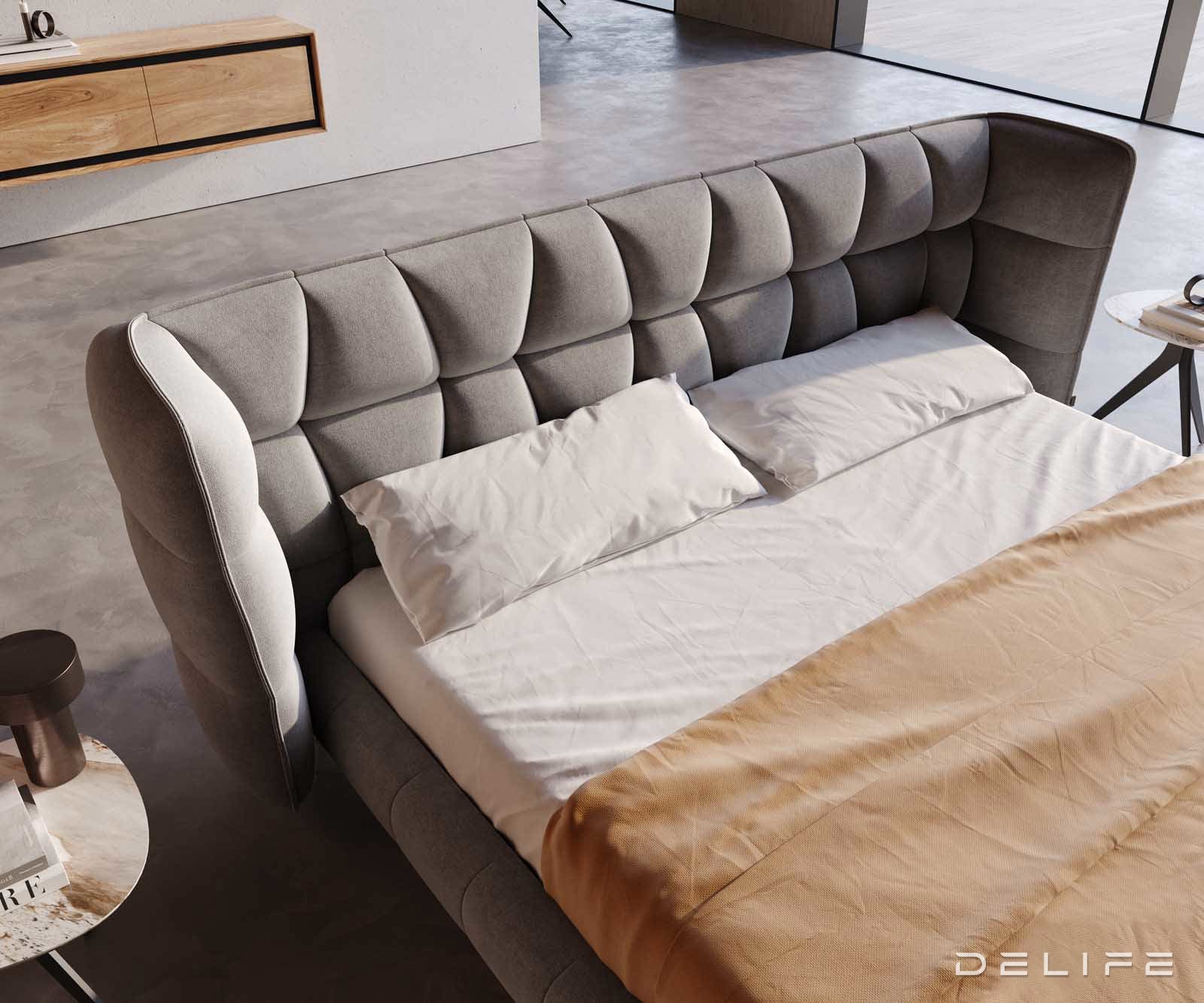 Posteljni okvir Capujo, material: mikrofibra