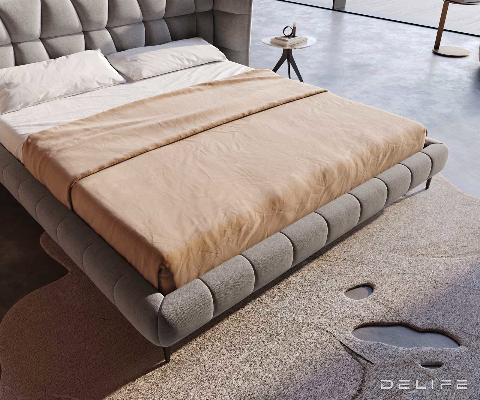 Posteljni okvir Capujo, material: mikrofibra