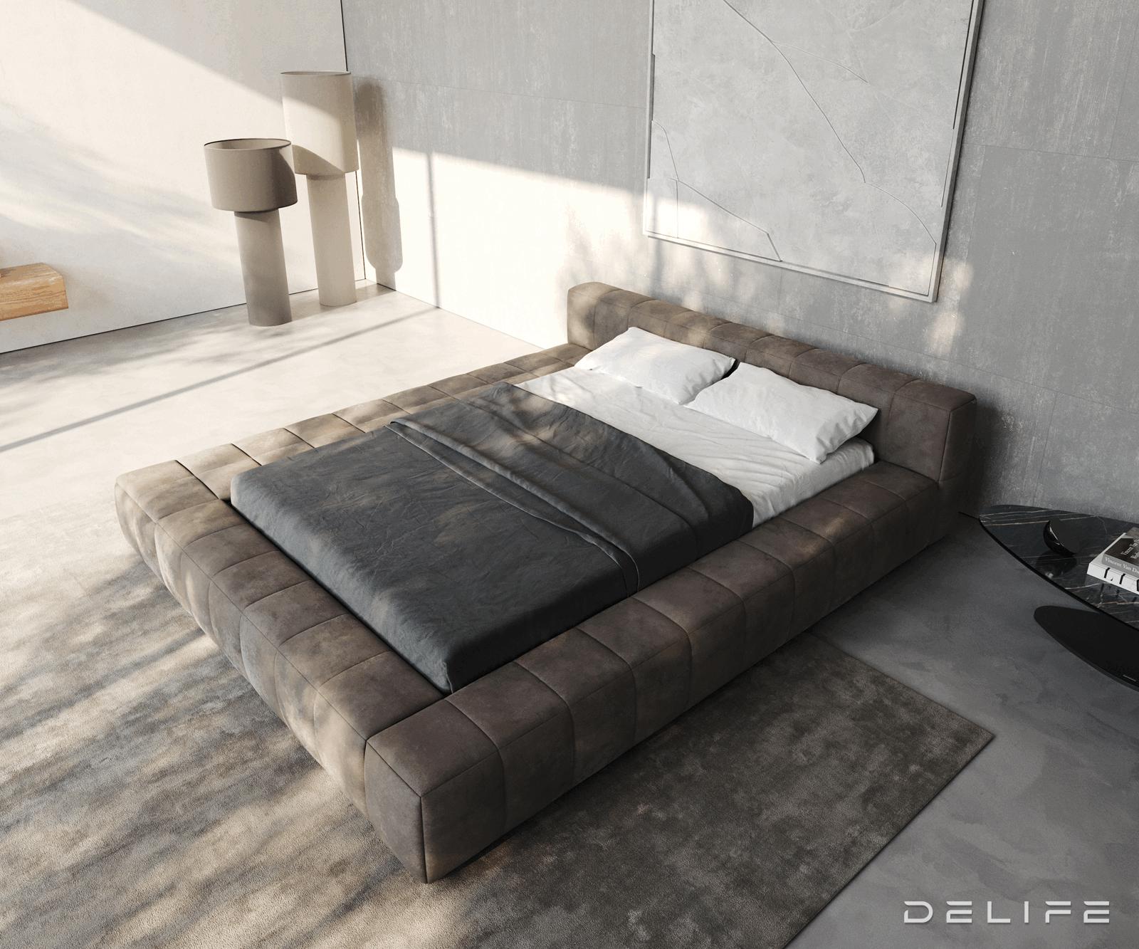 Posteljni okvir Espazio, material: mikrofibra