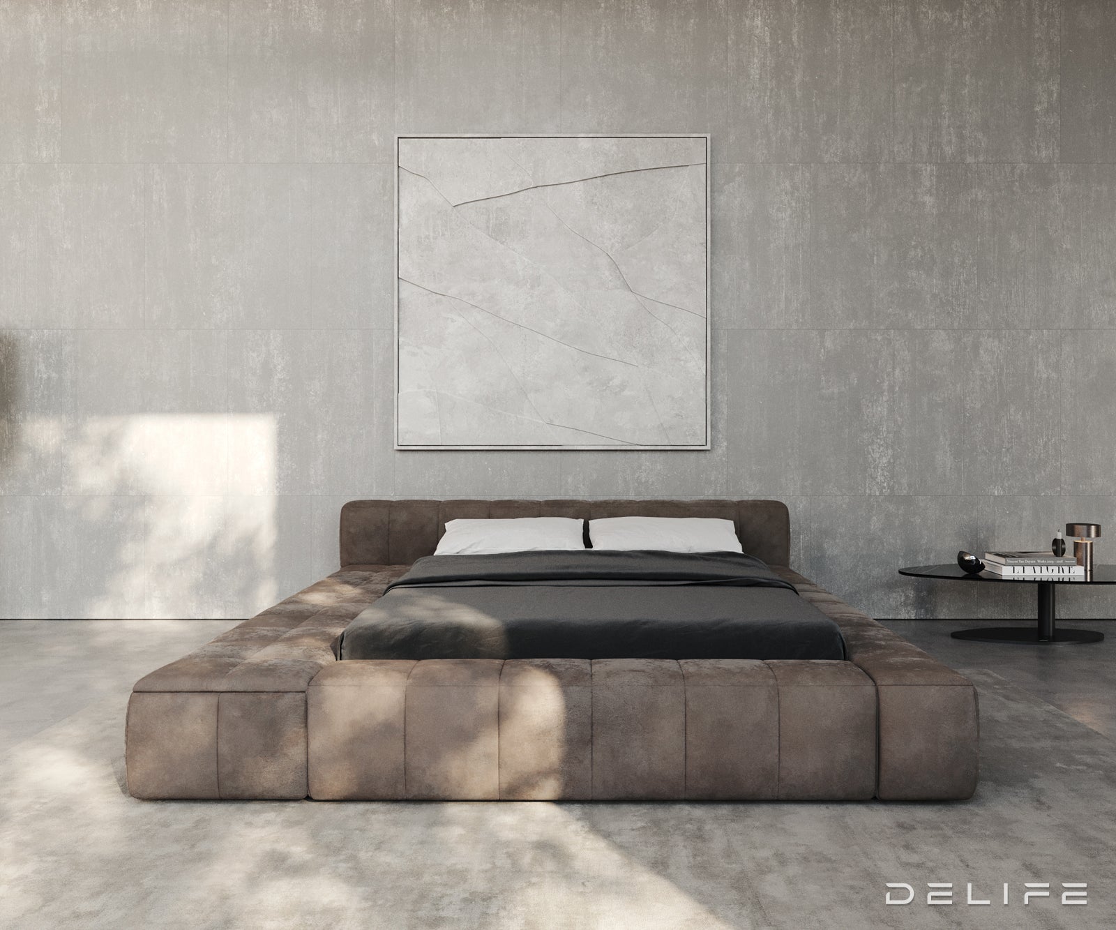 Posteljni okvir Espazio, material: mikrofibra