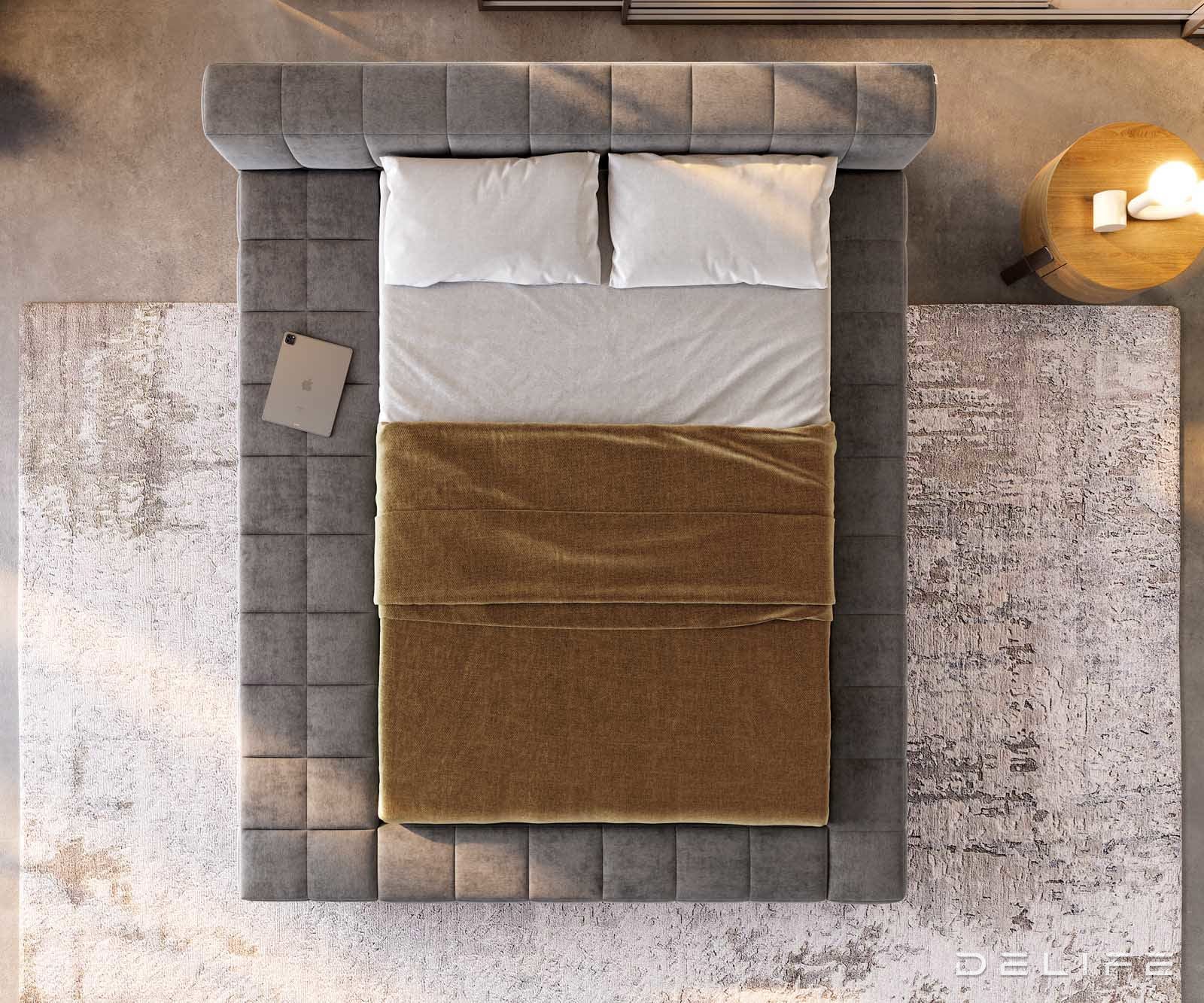 Posteljni okvir Espazio, material: mikrofibra