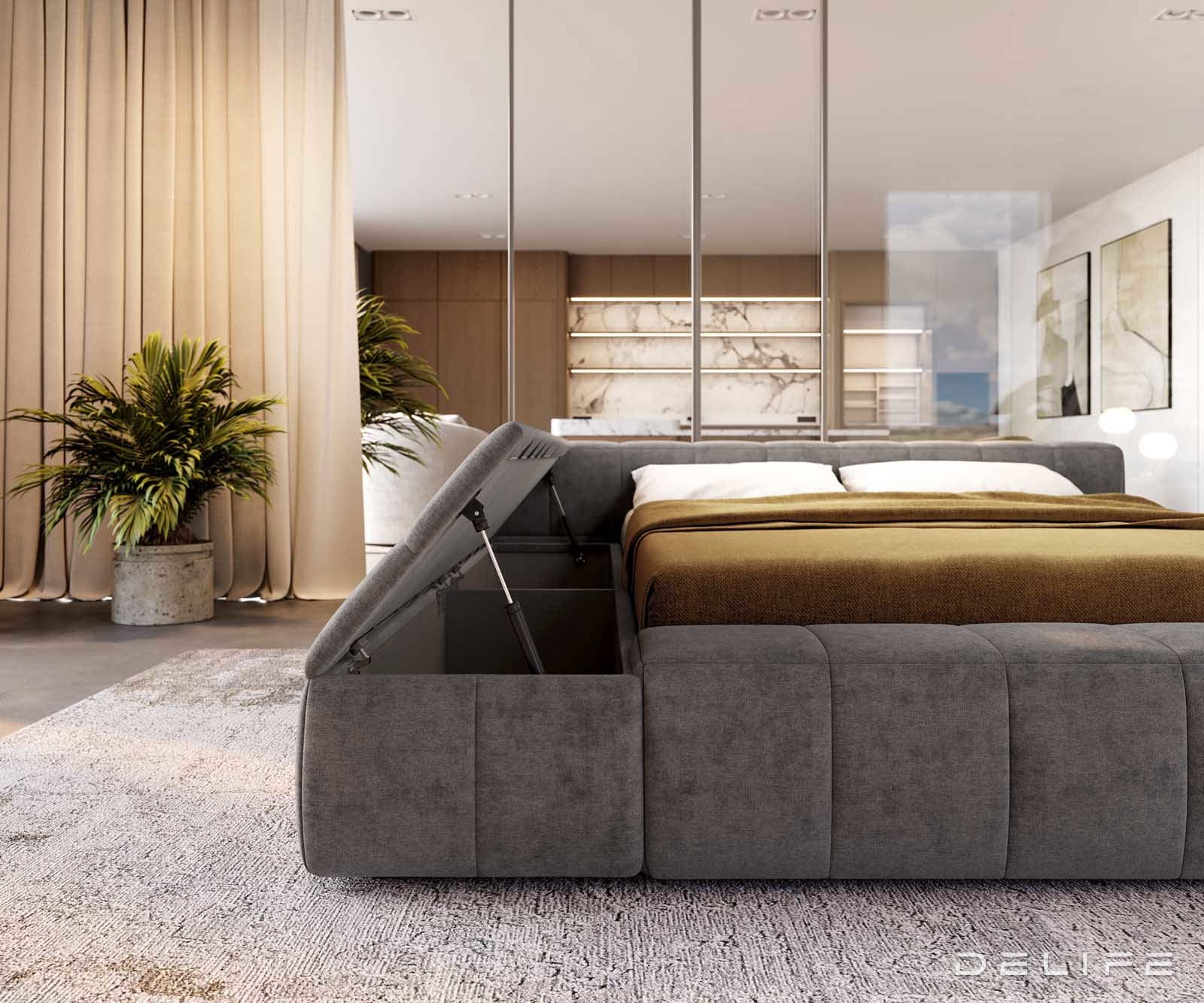 Posteljni okvir Espazio, material: mikrofibra